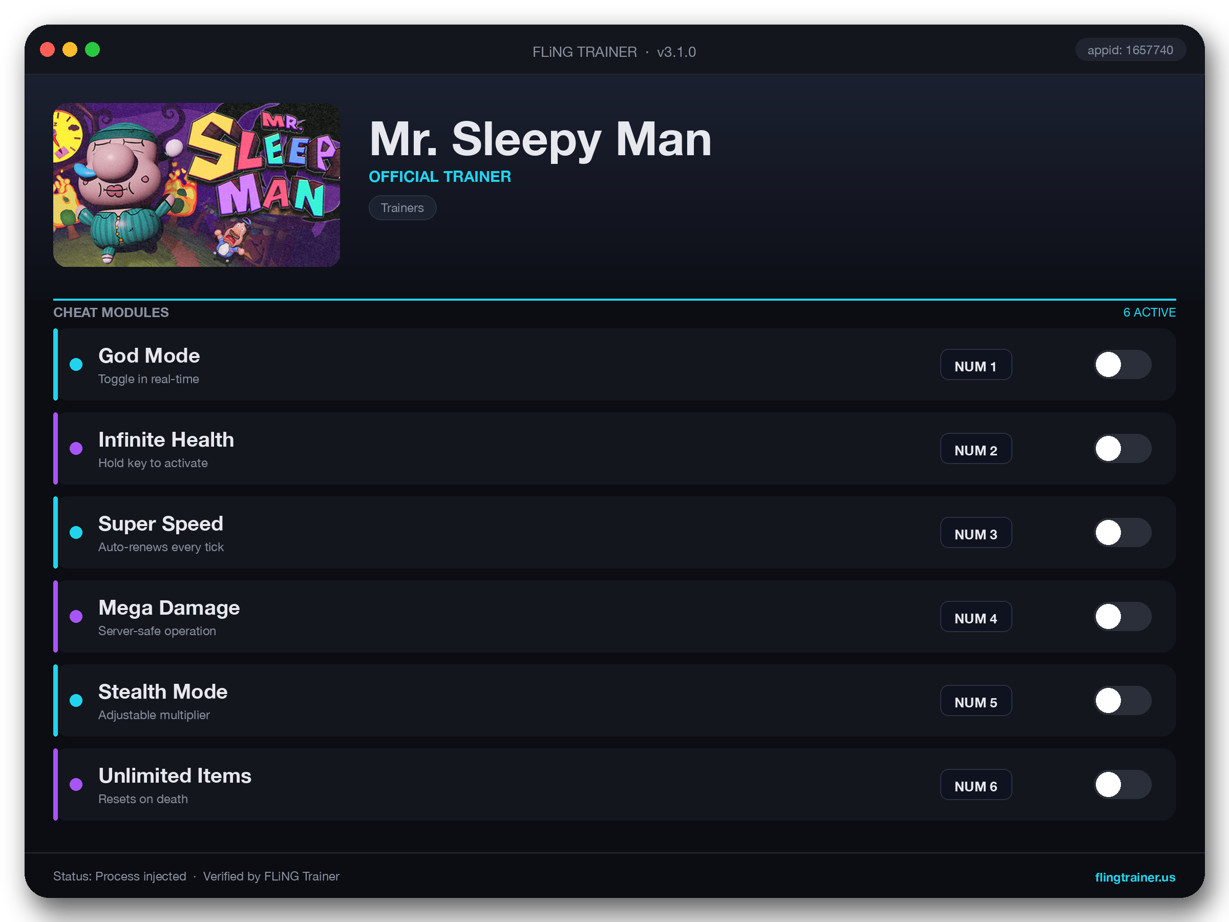Mr. Sleepy Man Trainer interface