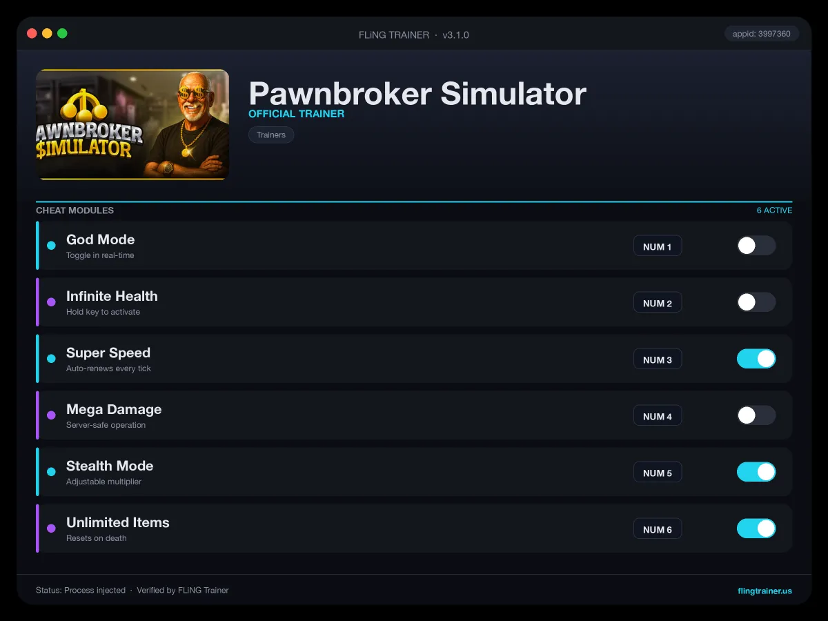 Pawnbroker Simulator Trainer interface