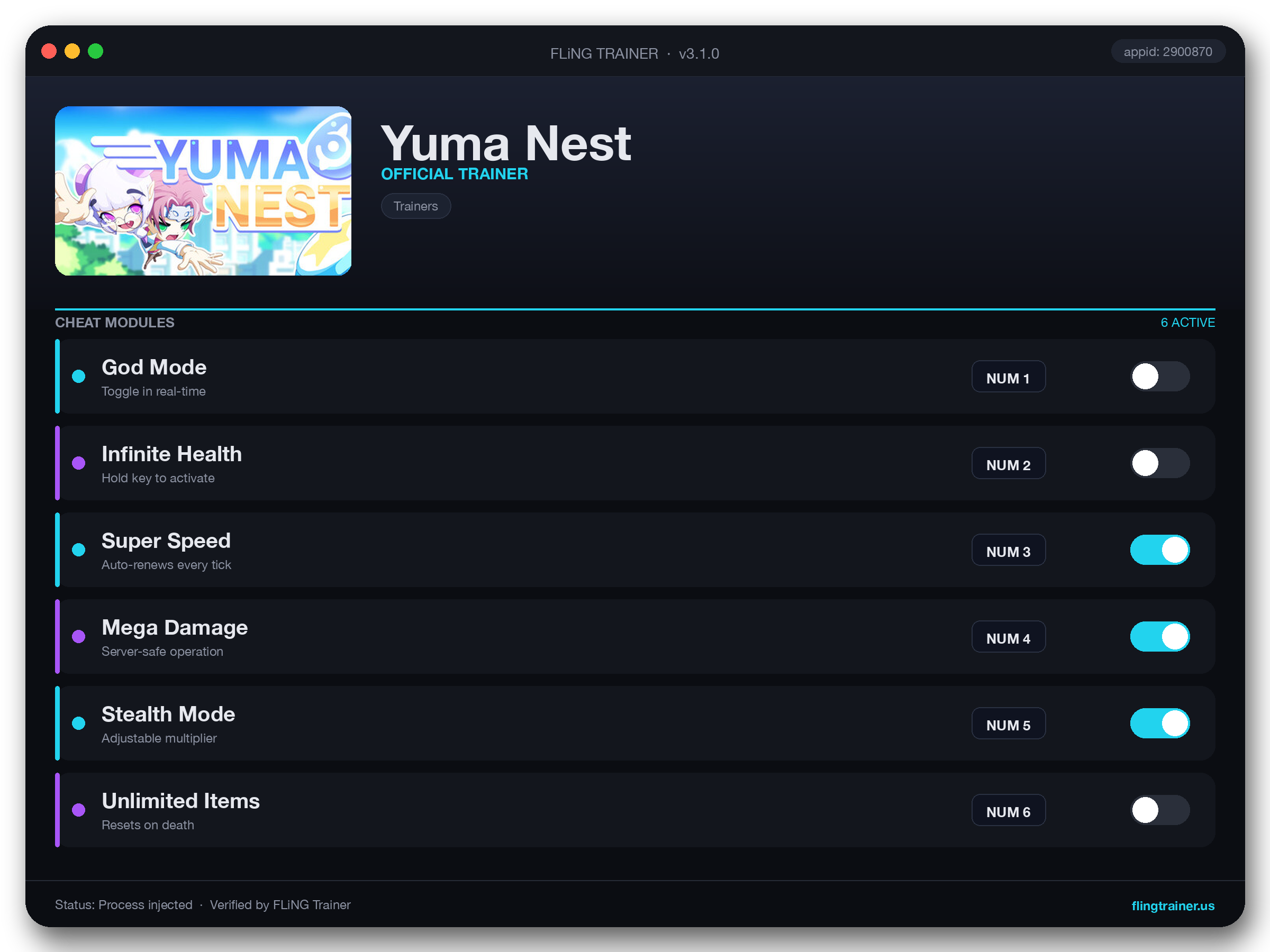 Yuma Nest Trainer interface