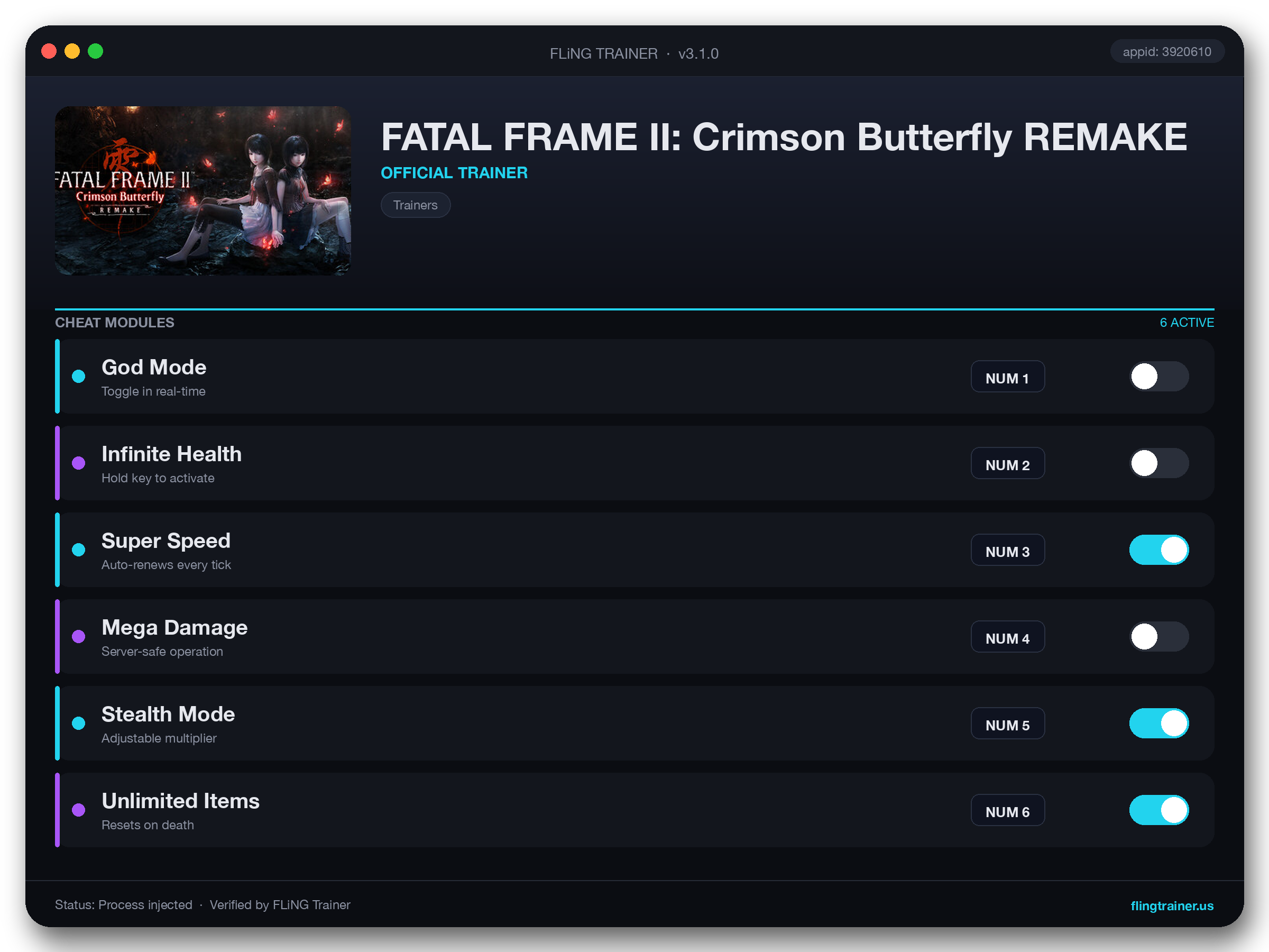FATAL FRAME II: Crimson Butterfly REMAKE Trainer interface