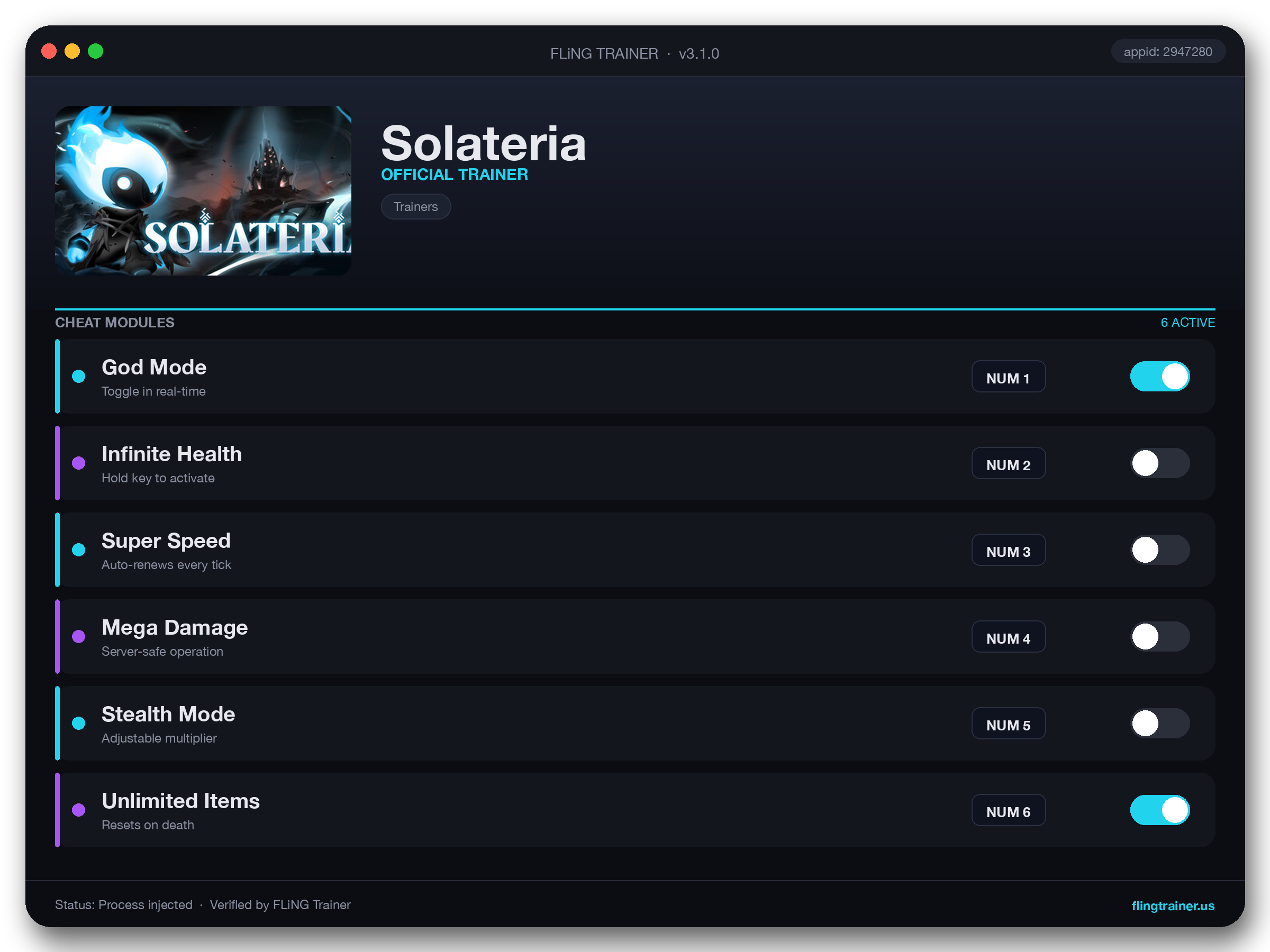 Solateria Trainer interface