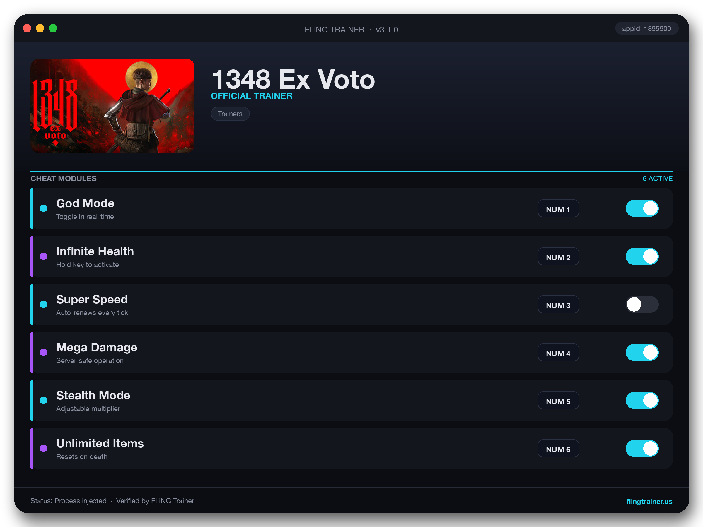 1348 Ex Voto Trainer interface