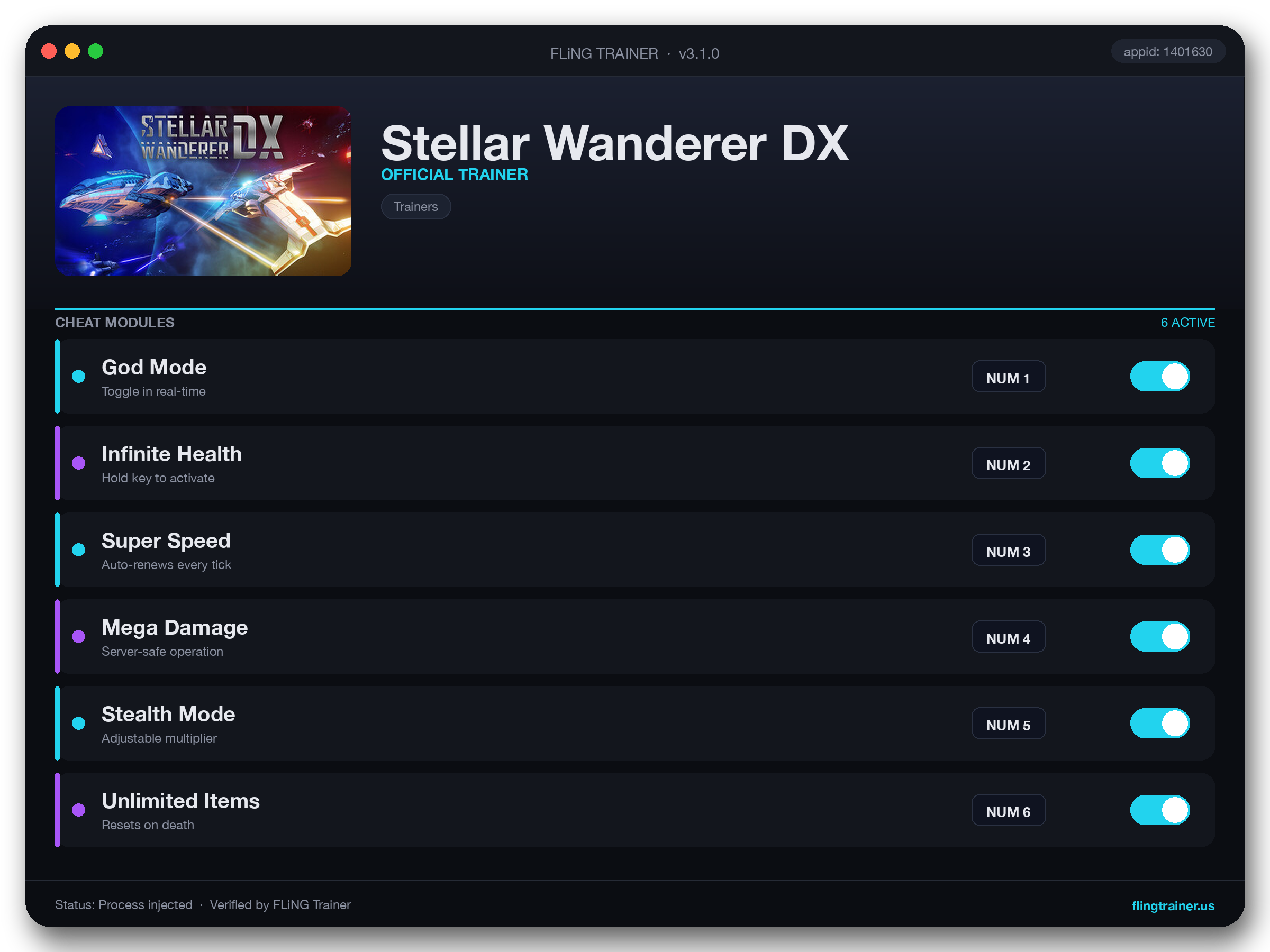 Stellar Wanderer DX Trainer interface