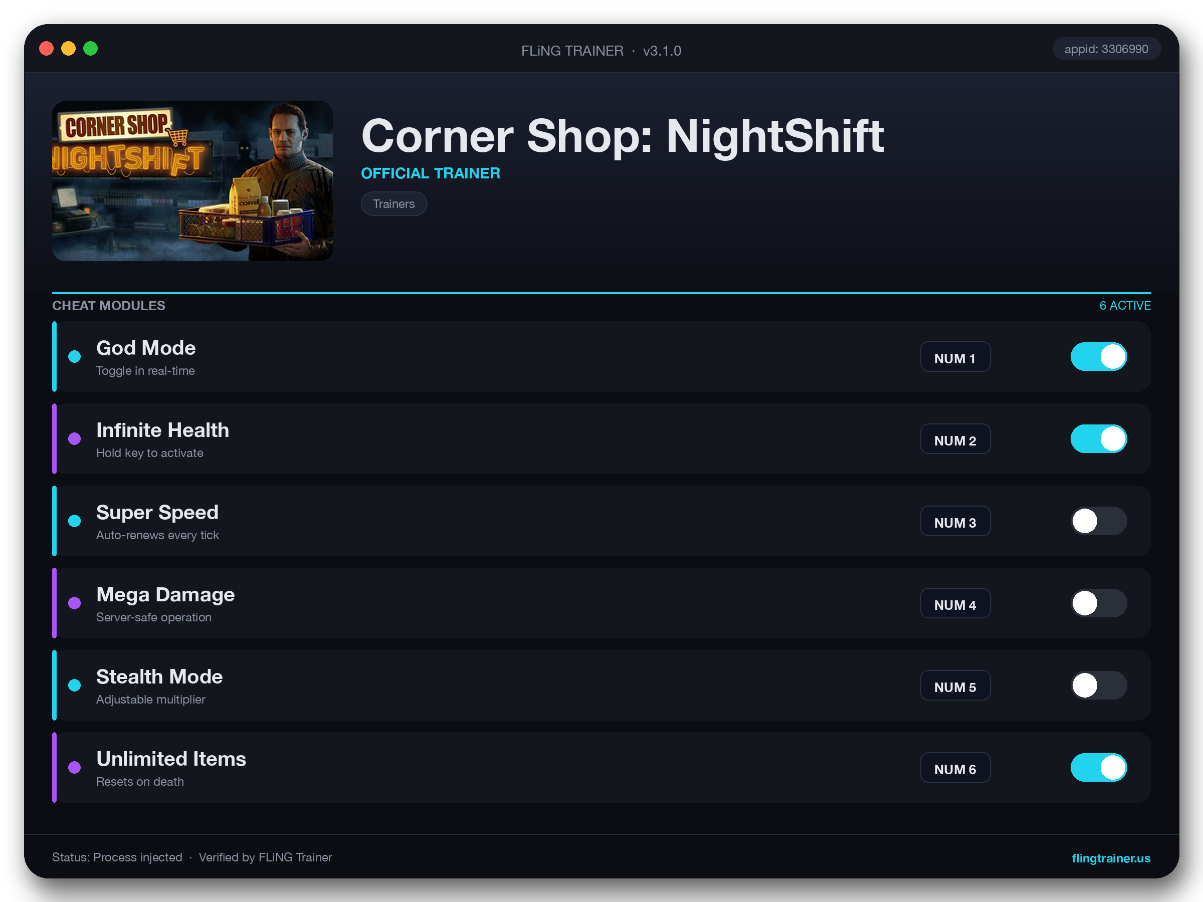Corner Shop: NightShift Trainer interface
