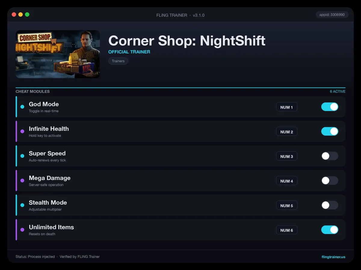Corner Shop: NightShift Trainer interface