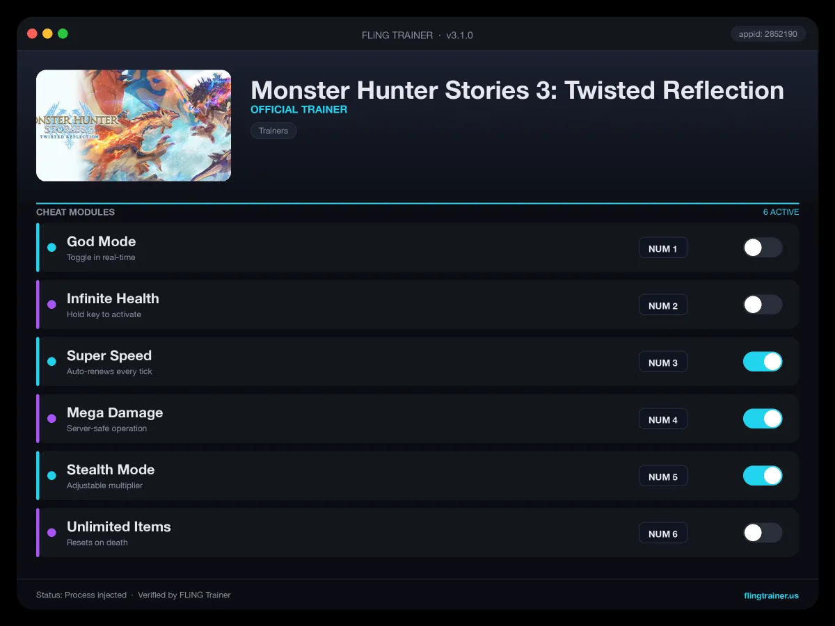 Monster Hunter Stories 3: Twisted Reflection Trainer interface