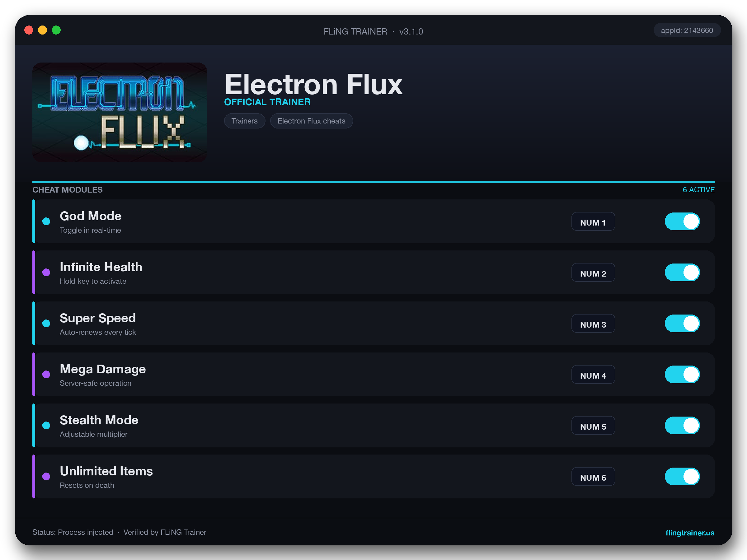 Electron Flux Trainer interface