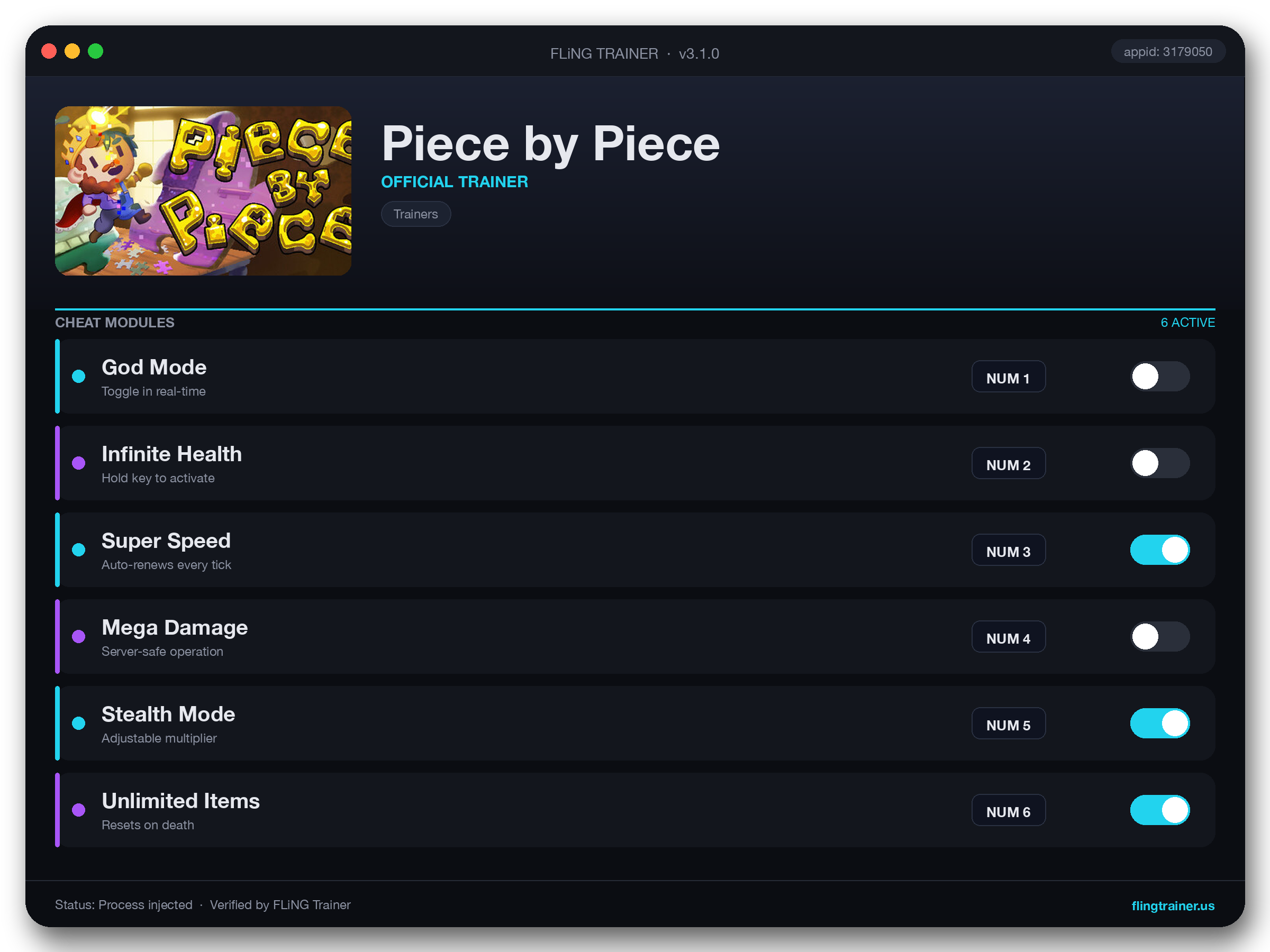 Piece by Piece Trainer interface