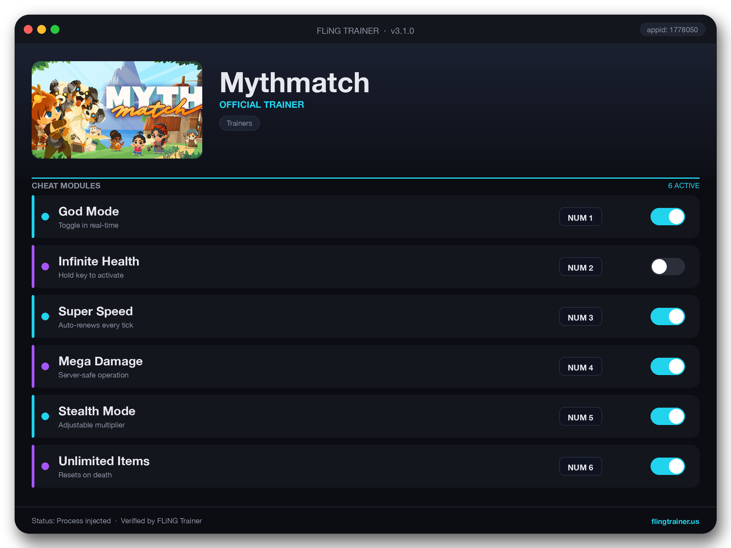 Mythmatch Trainer interface