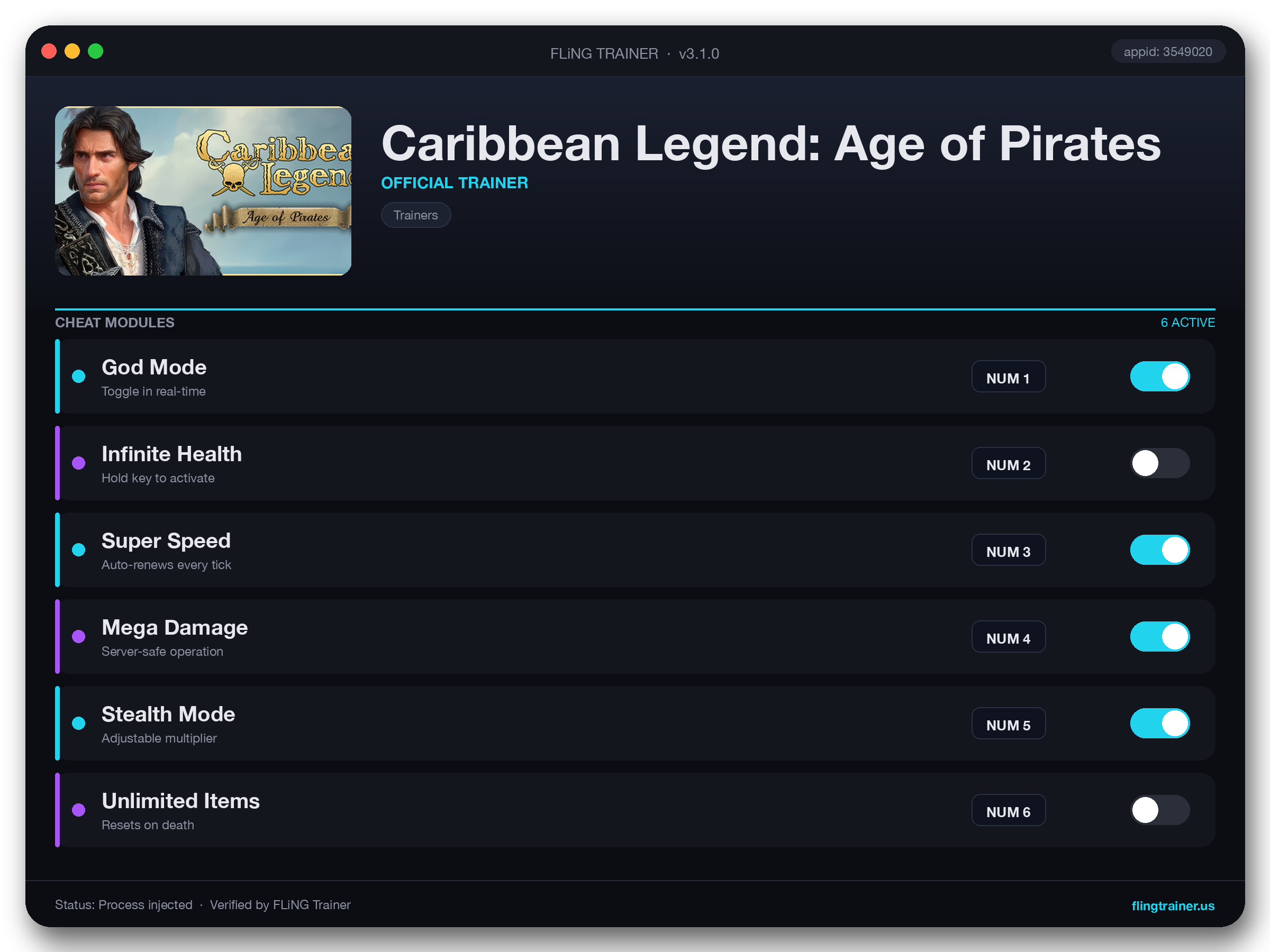 Caribbean Legend: Age of Pirates Trainer interface