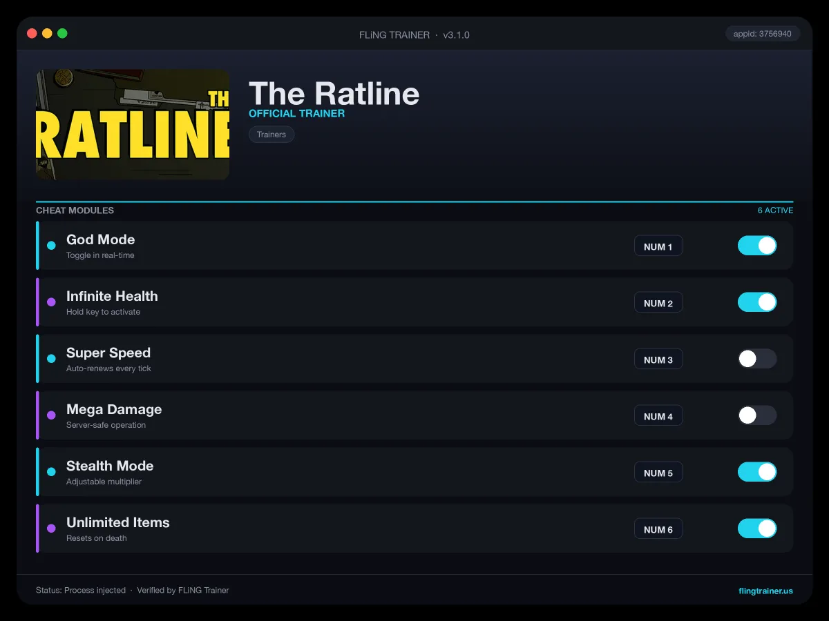 The Ratline Trainer interface