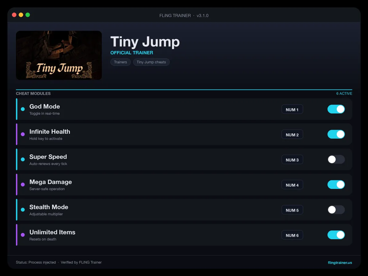 Tiny Jump Trainer interface