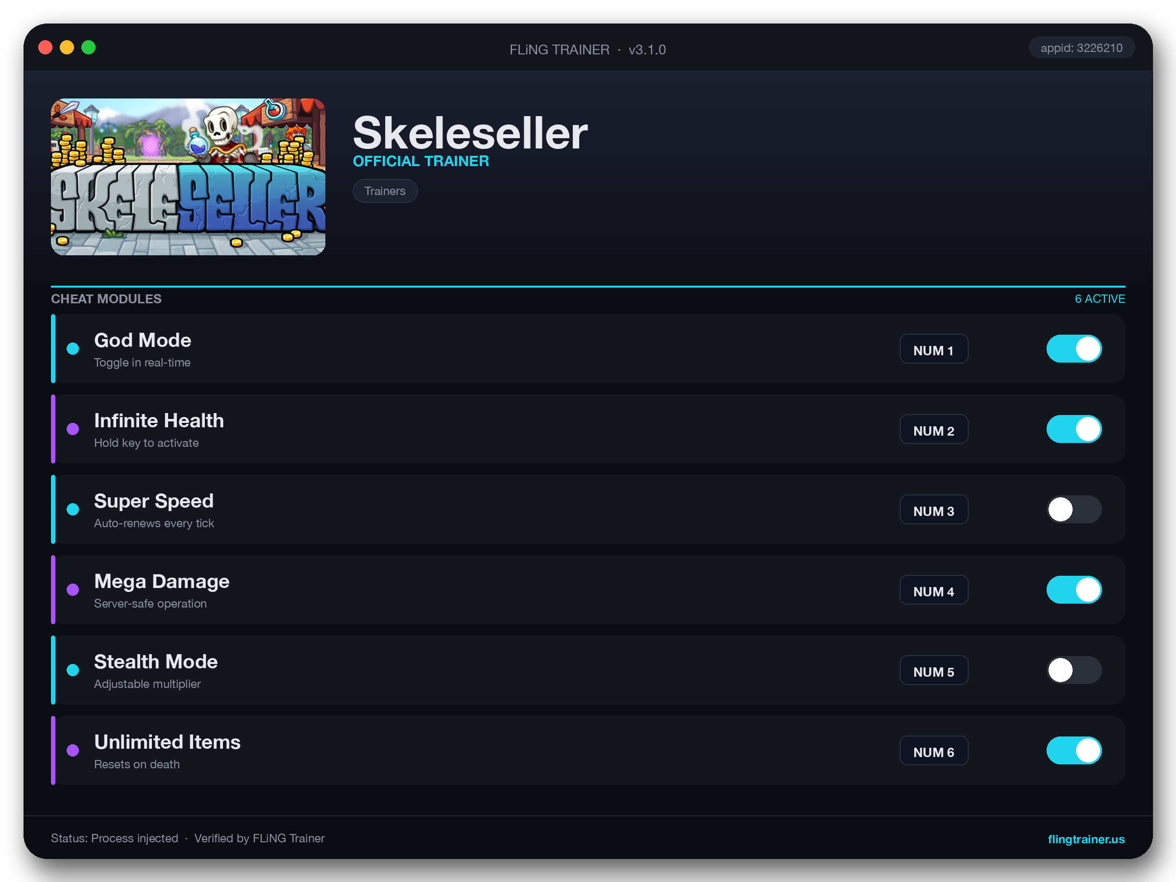 Skeleseller Trainer interface