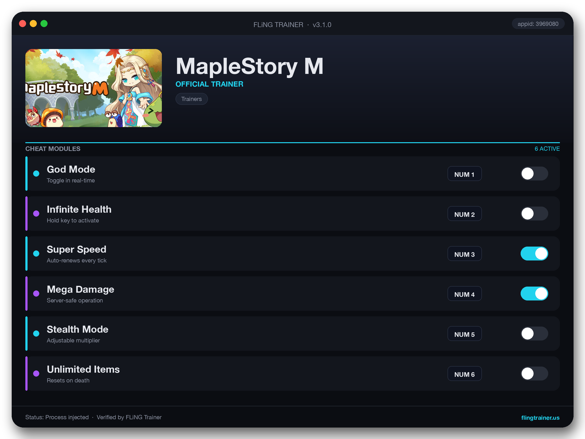 MapleStory M Trainer interface