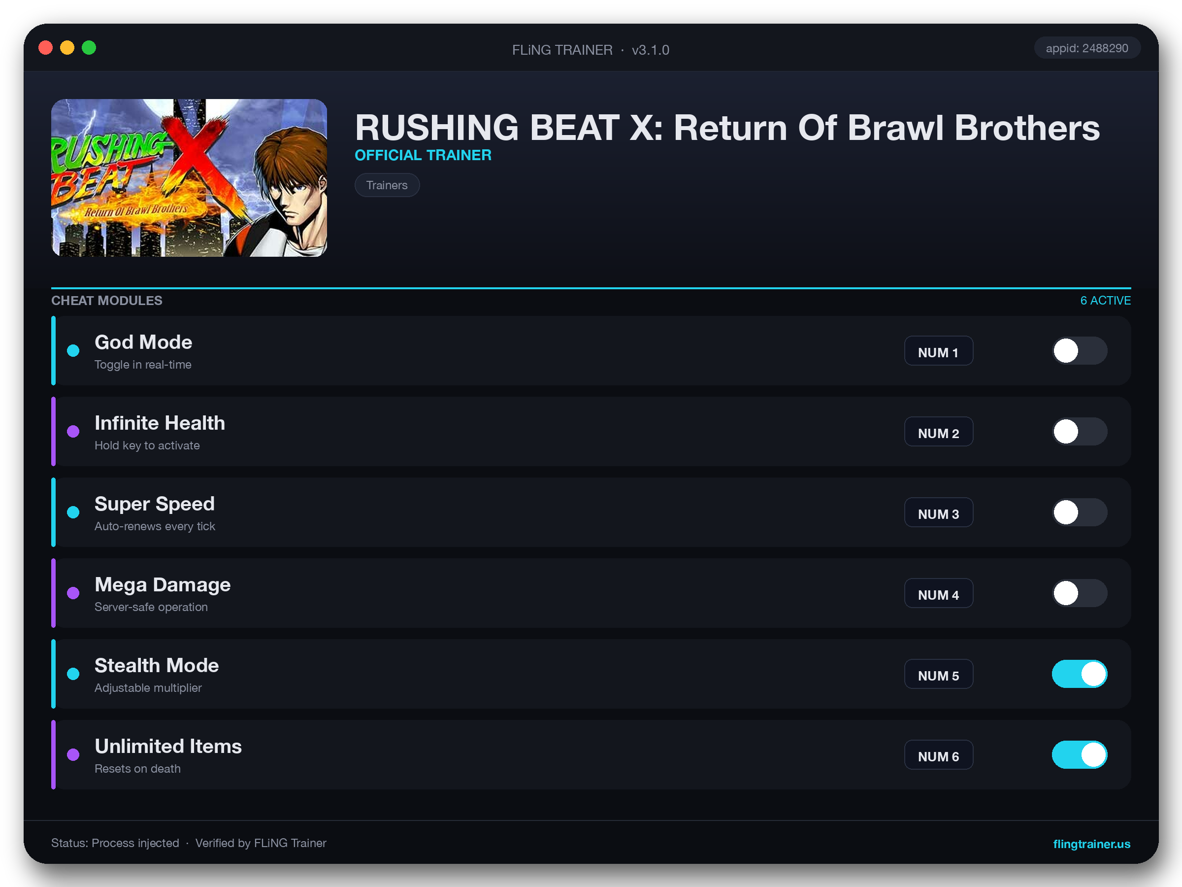 RUSHING BEAT X: Return Of Brawl Brothers Trainer interface