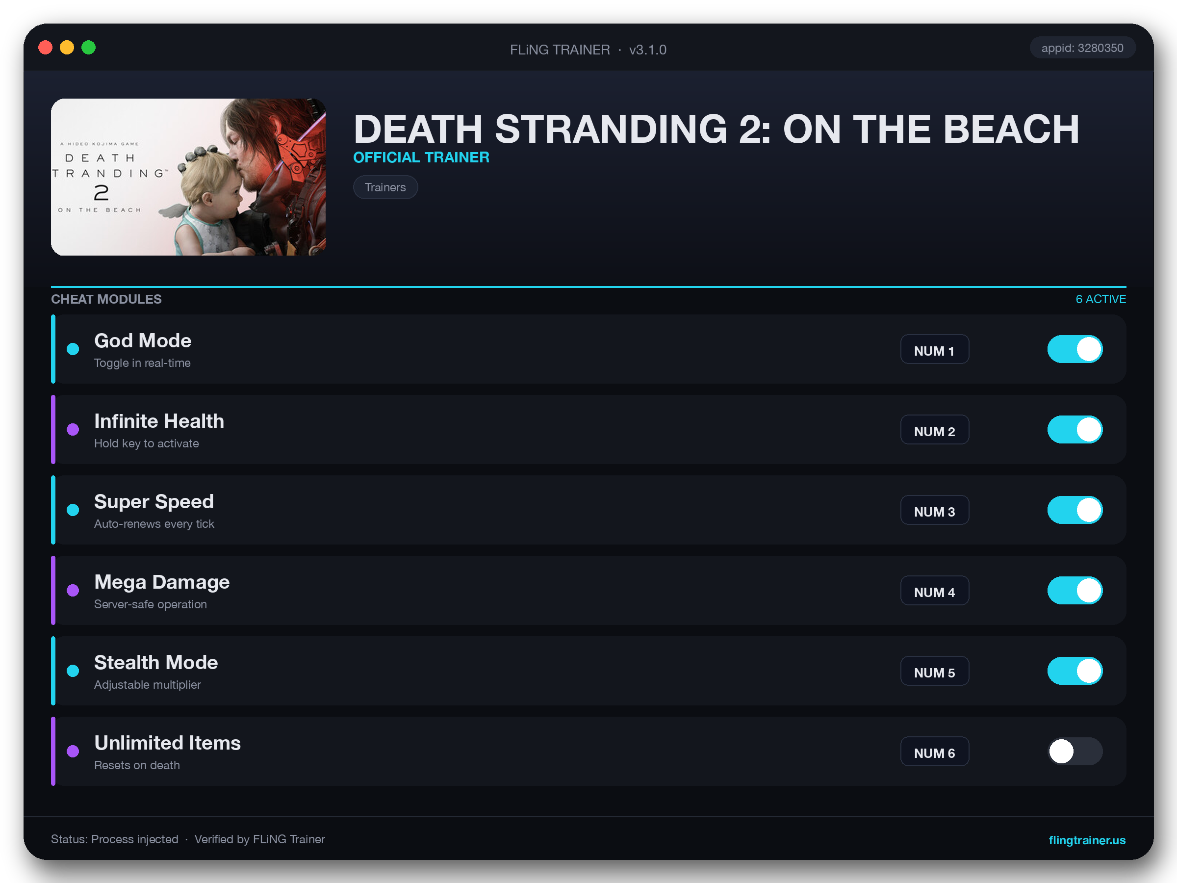 DEATH STRANDING 2: ON THE BEACH Trainer interface