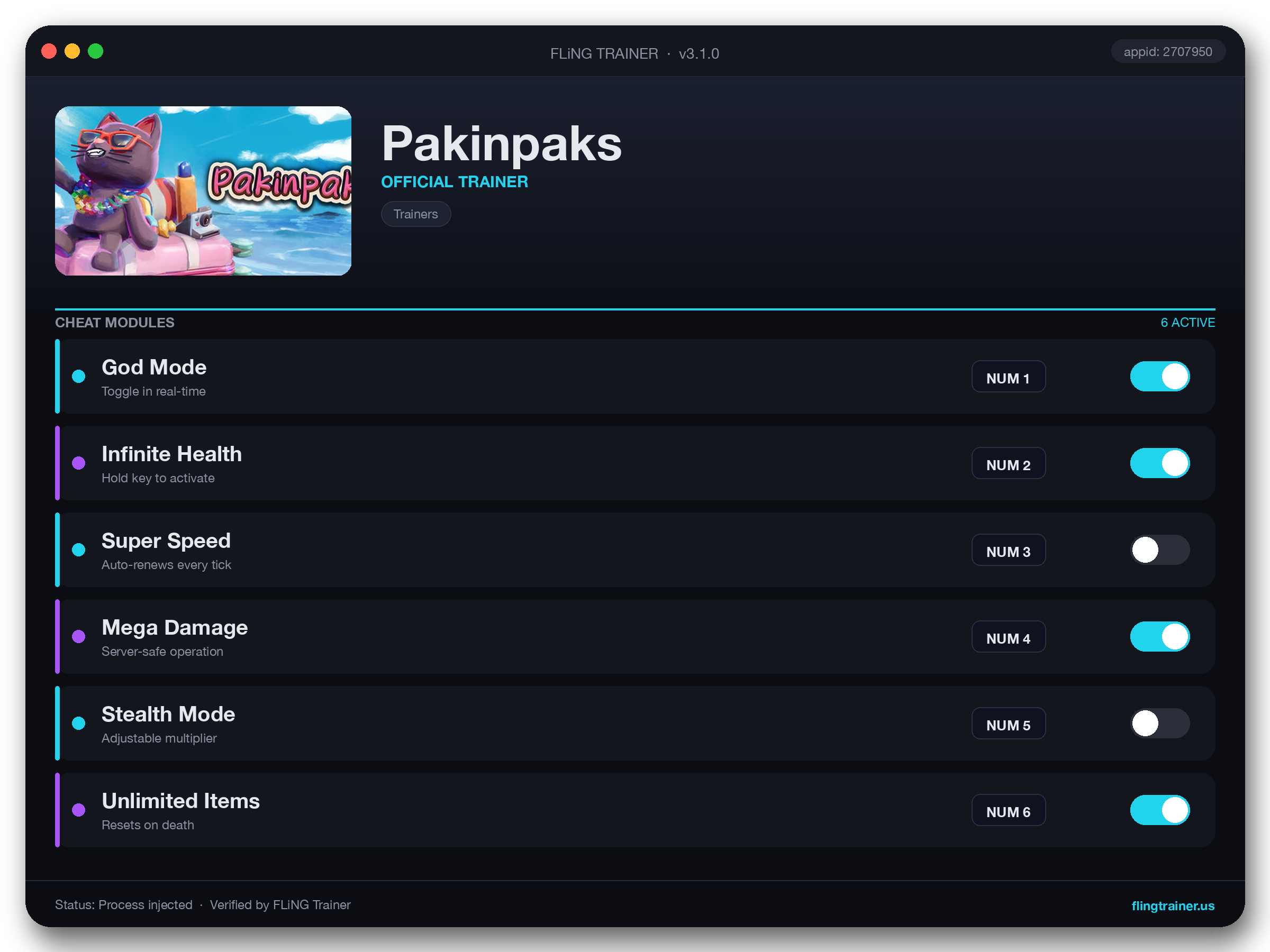 Pakinpaks Trainer interface