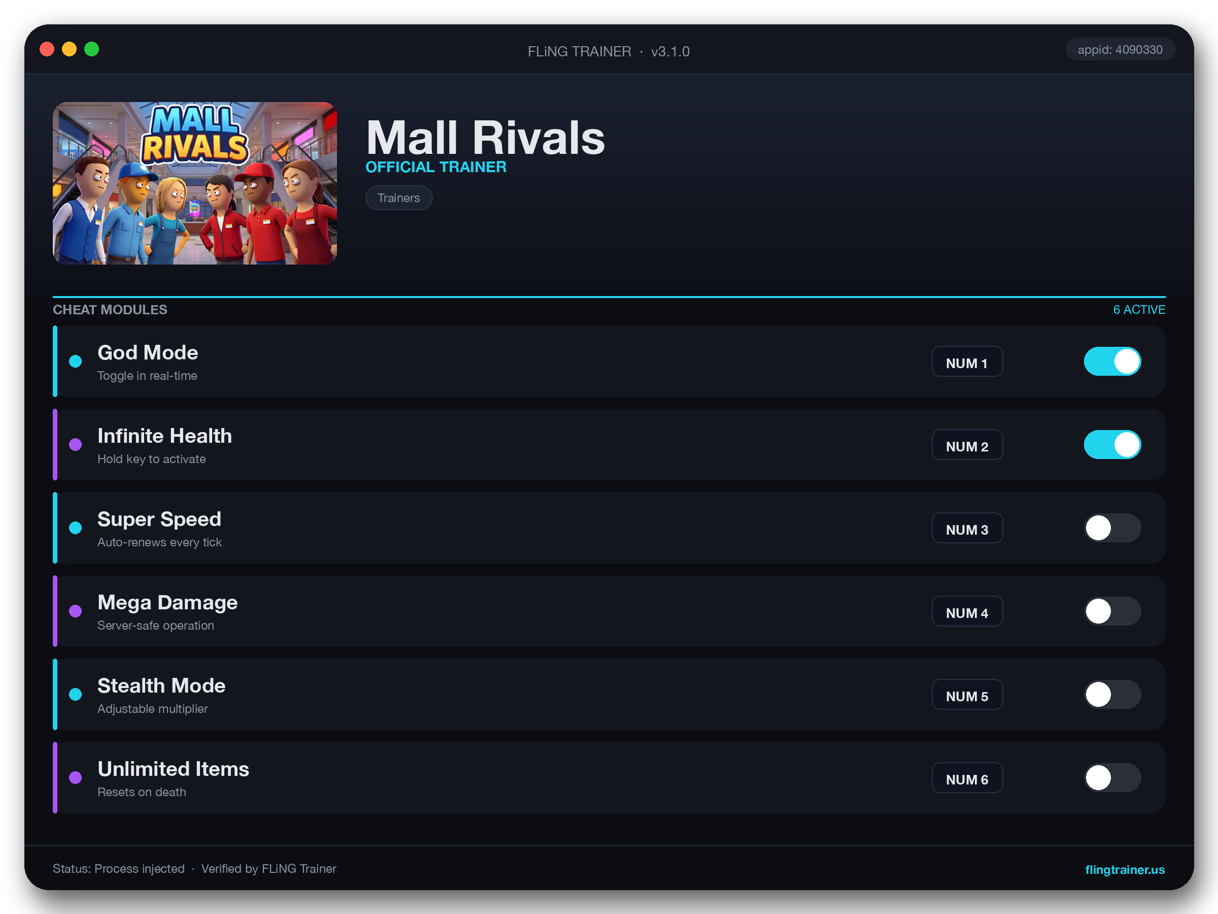 Mall Rivals Trainer interface