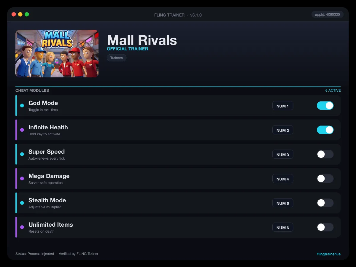 Mall Rivals Trainer interface