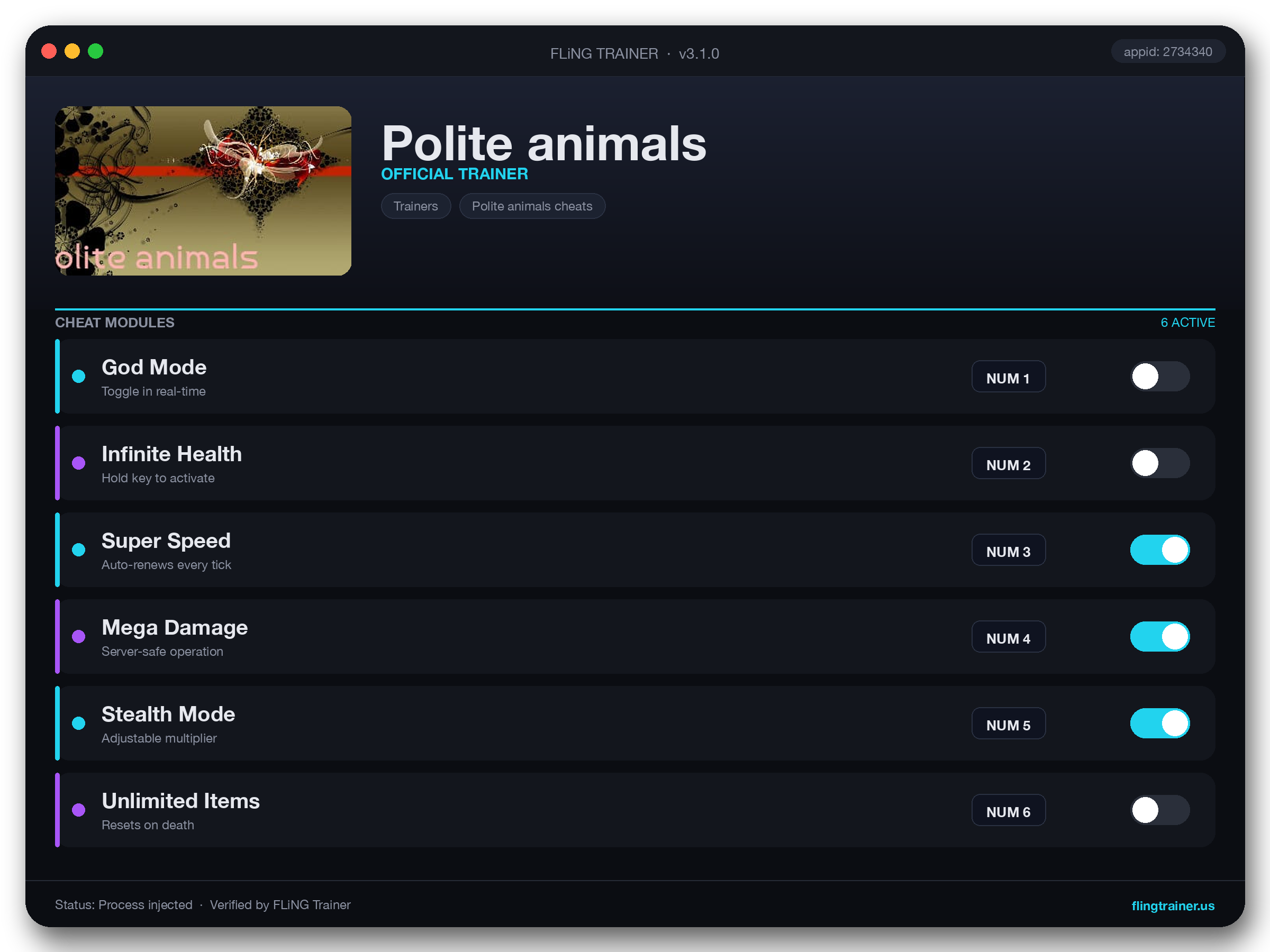 Polite animals Trainer interface