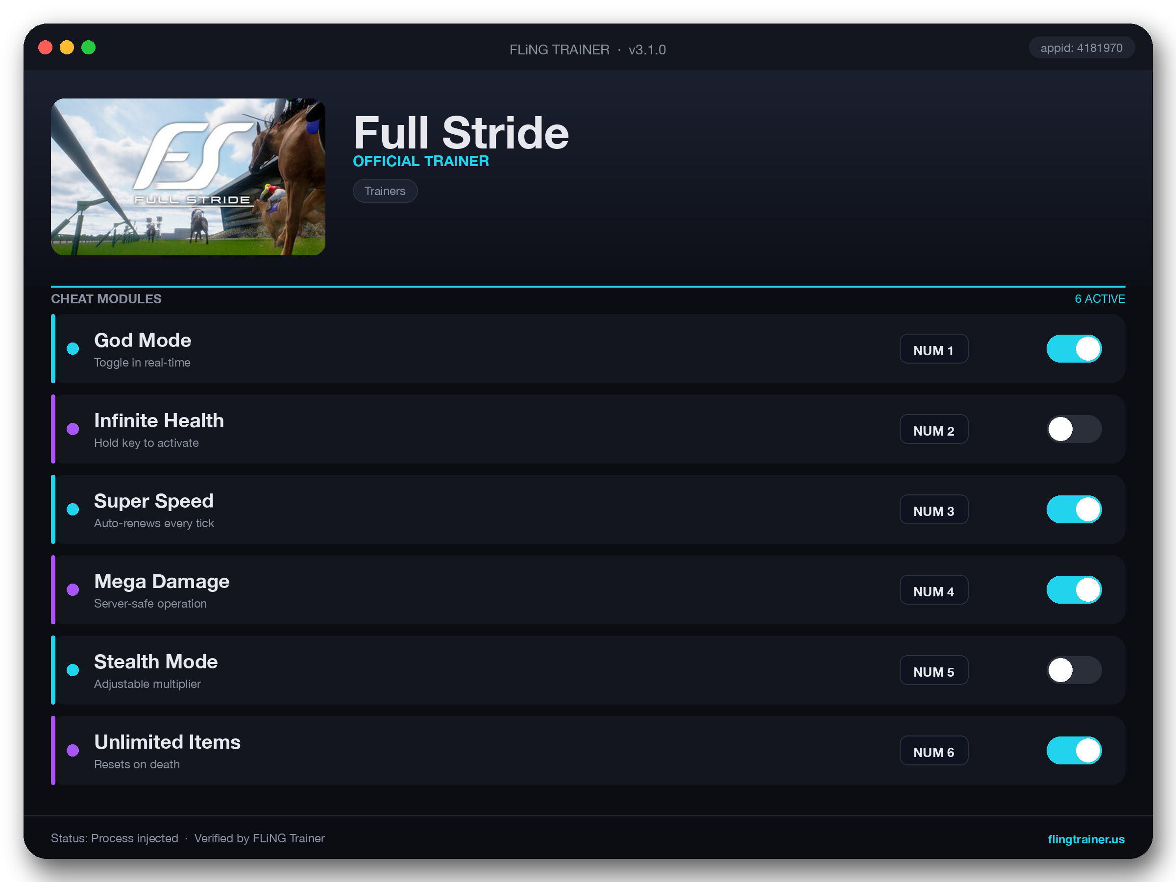 Full Stride Trainer interface