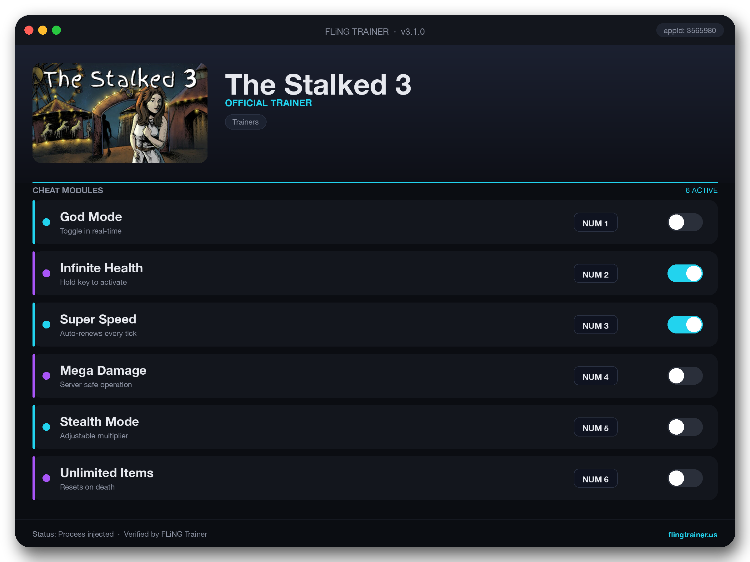 The Stalked 3 Trainer interface
