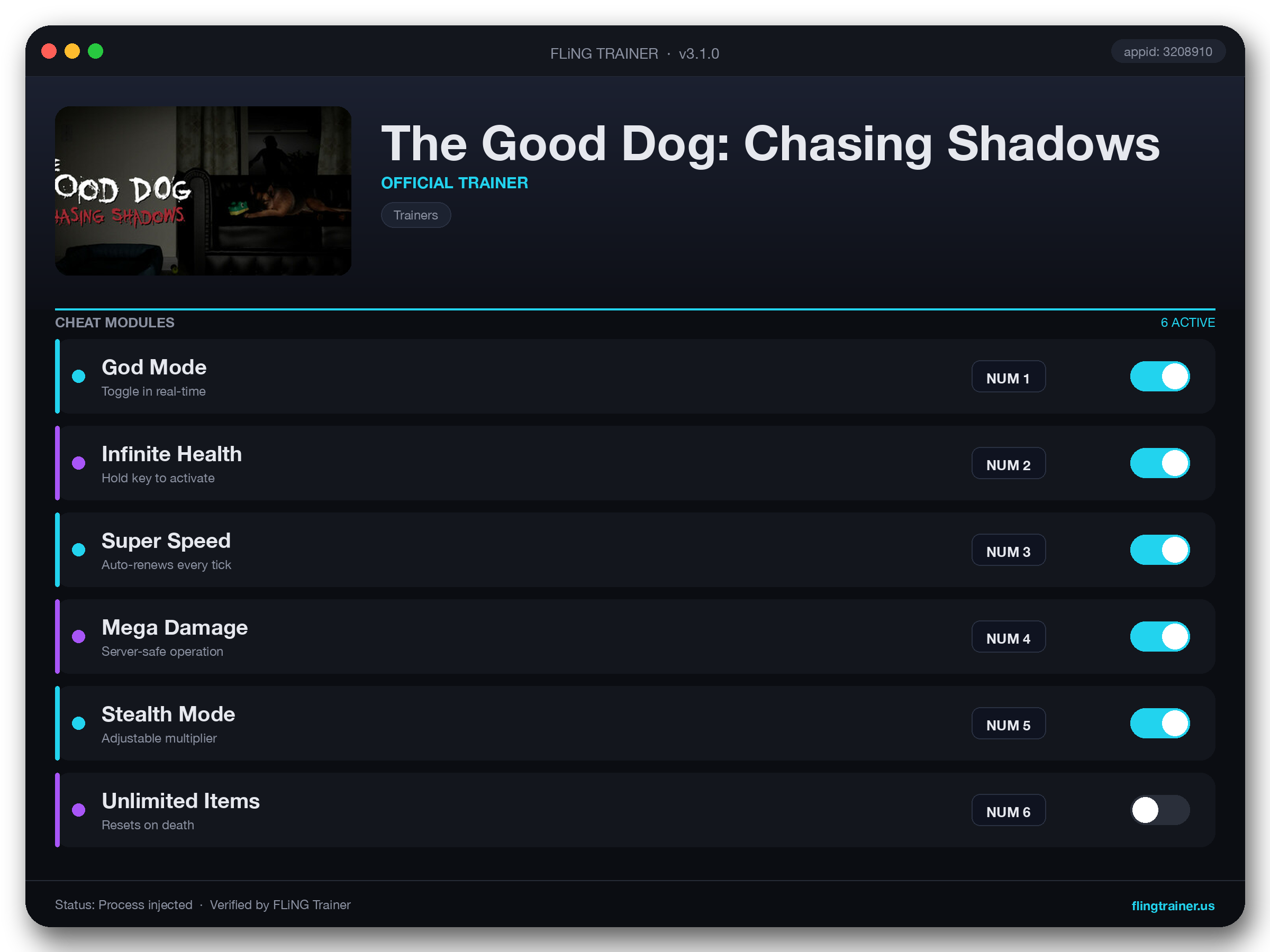 The Good Dog: Chasing Shadows Trainer interface