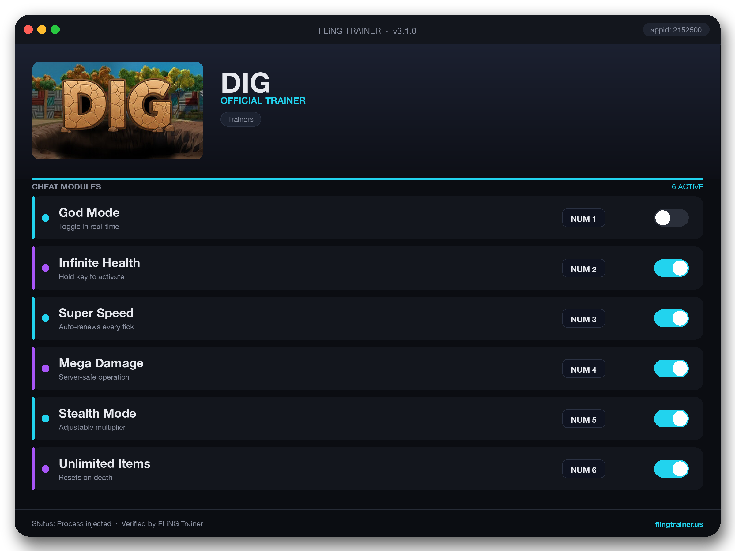 DIG Trainer interface