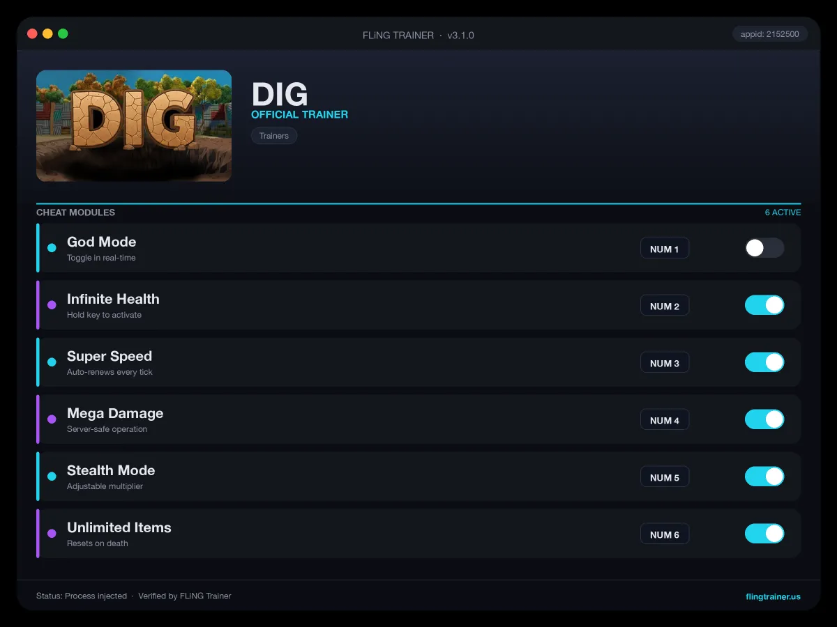 DIG Trainer interface