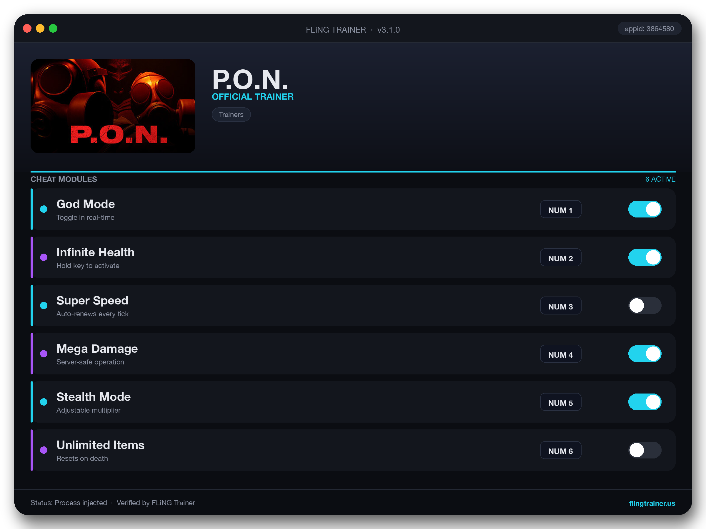 P.O.N. Trainer interface