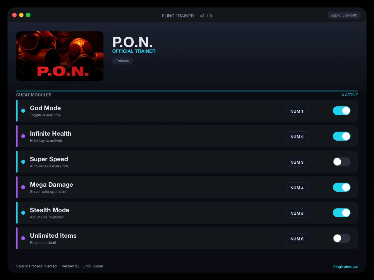 P.O.N. Trainer interface