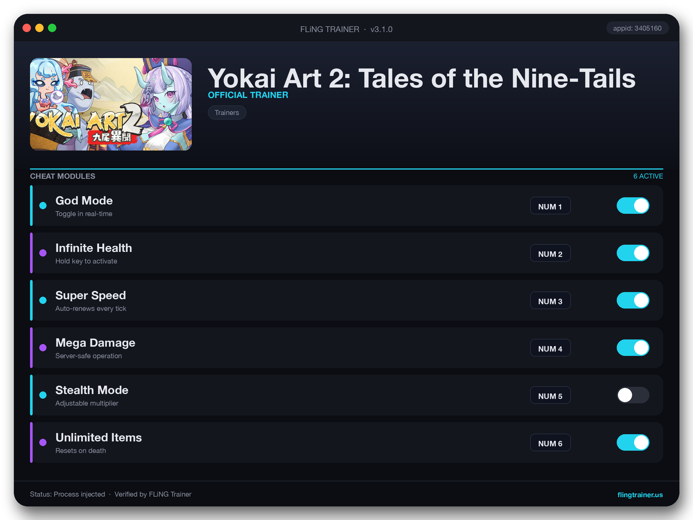 Yokai Art 2: Tales of the Nine-Tails Trainer interface