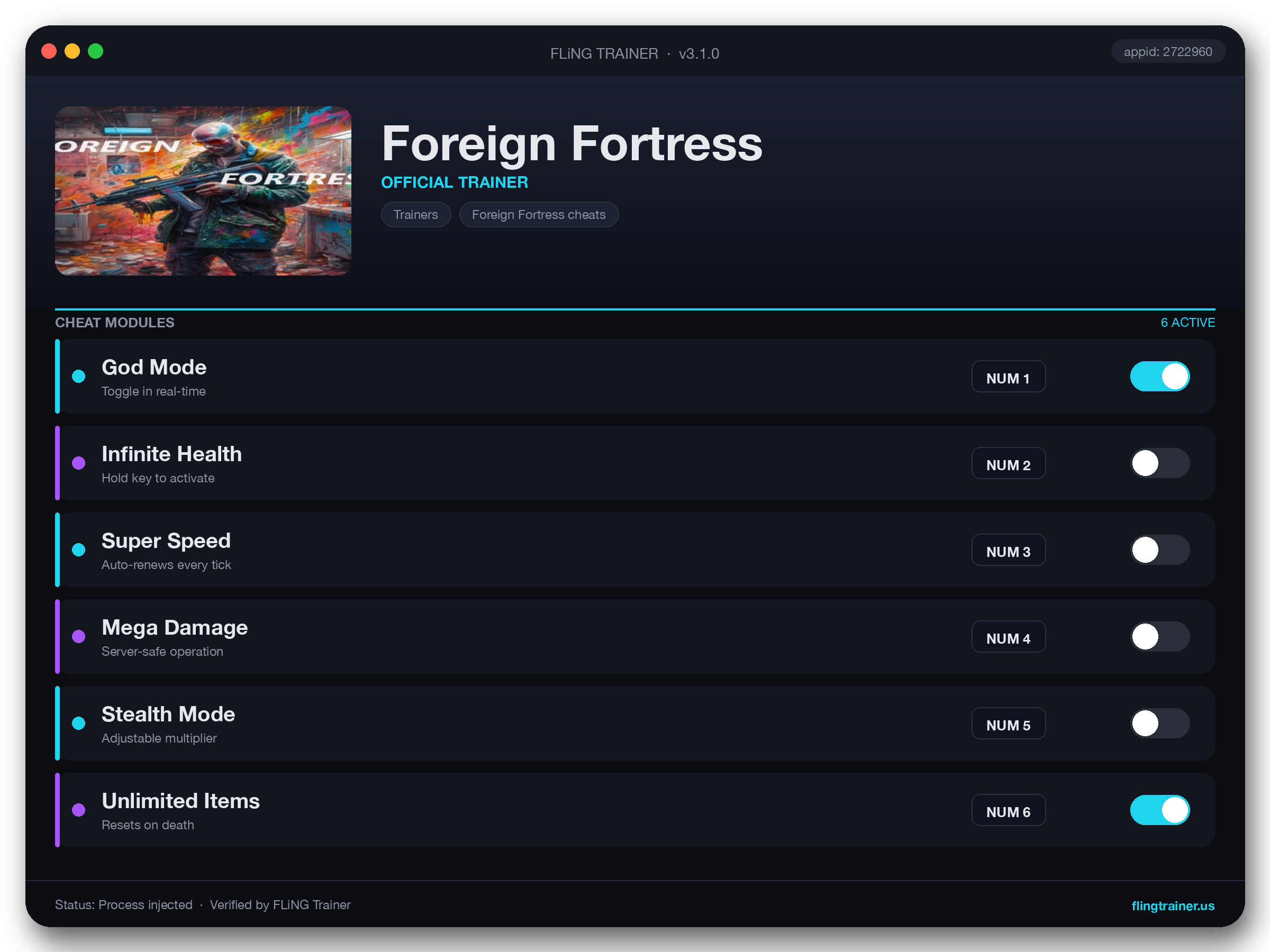 Foreign Fortress Trainer interface