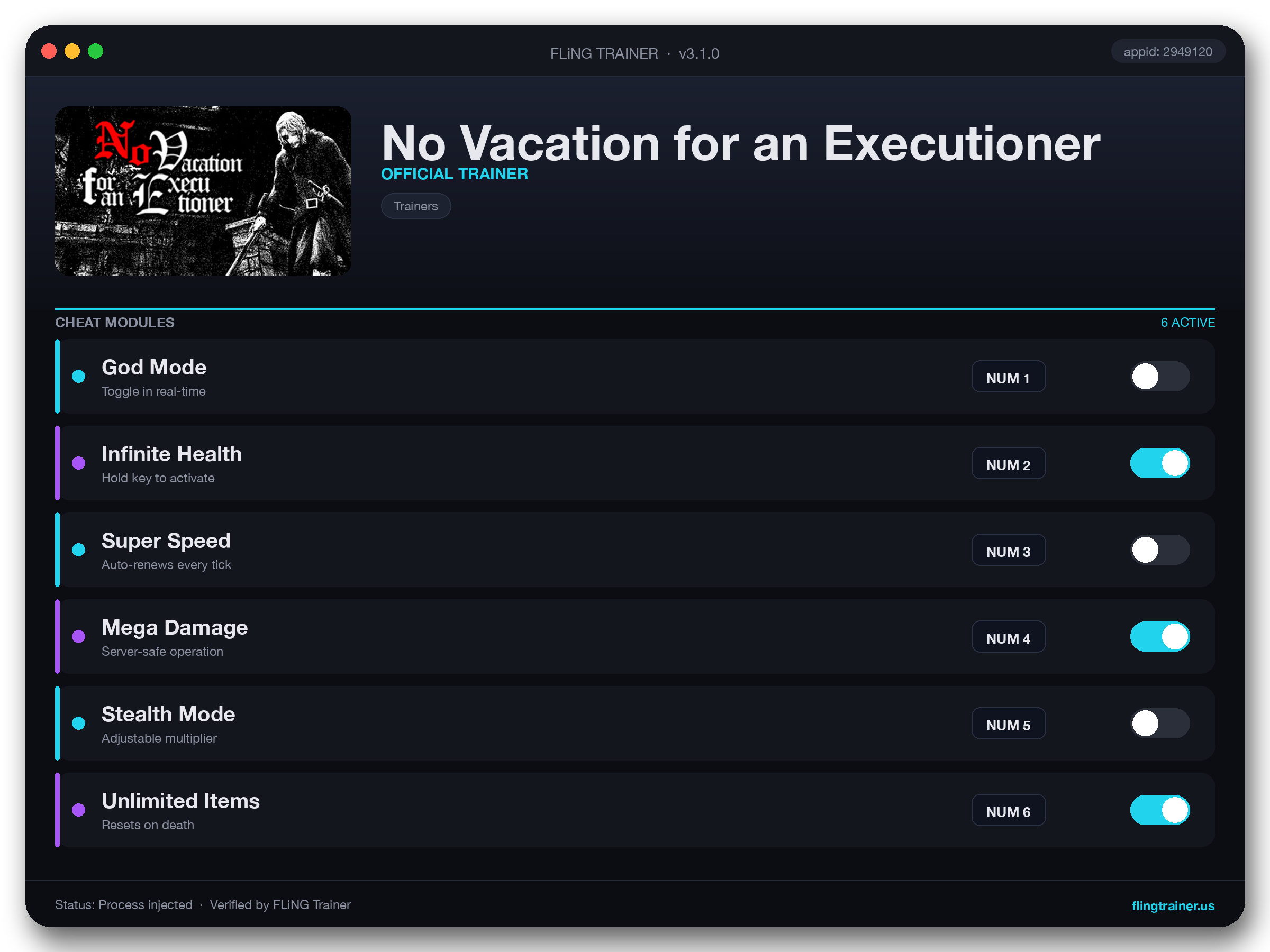 No Vacation for an Executioner Trainer interface
