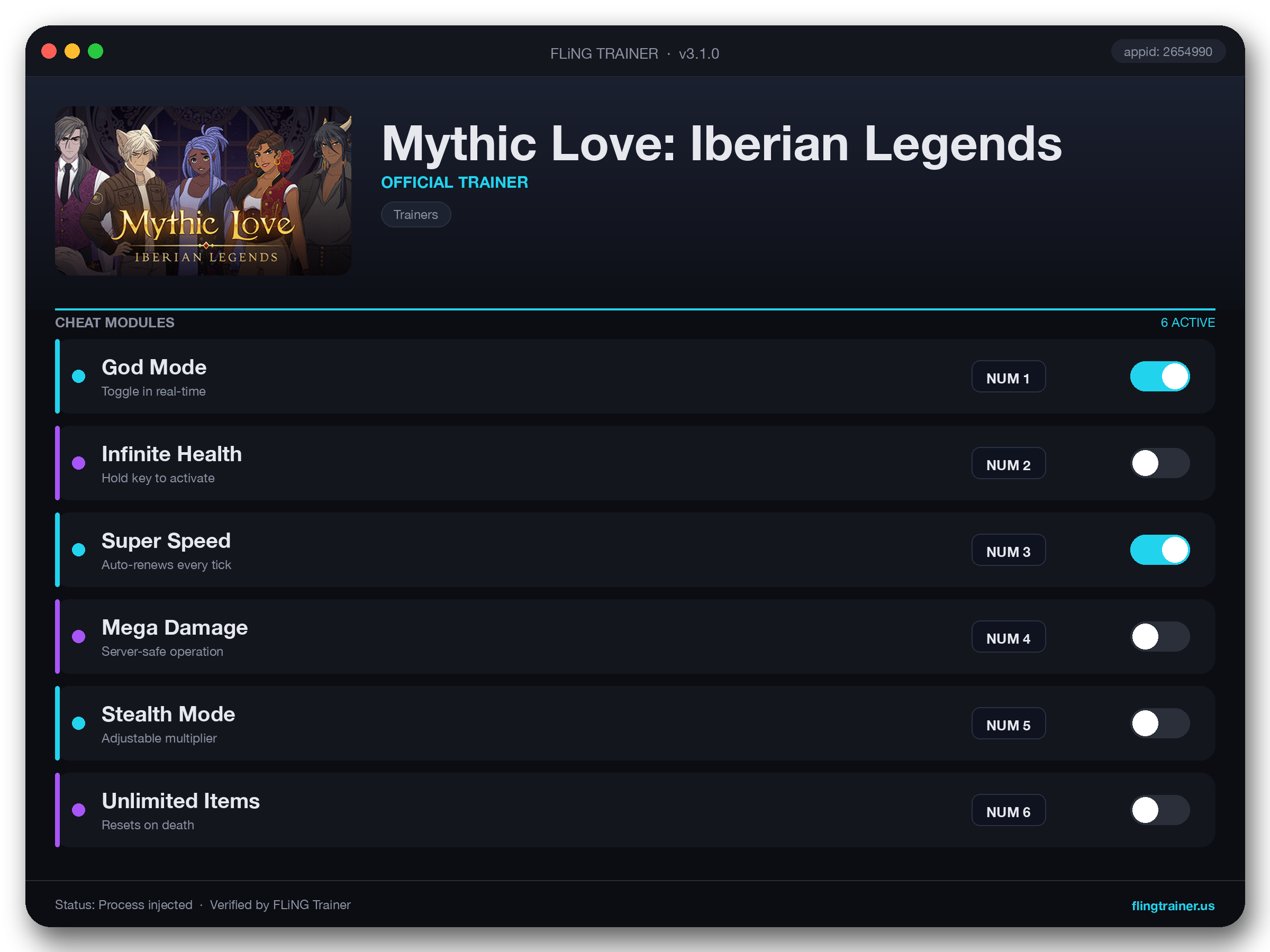 Mythic Love: Iberian Legends Trainer interface