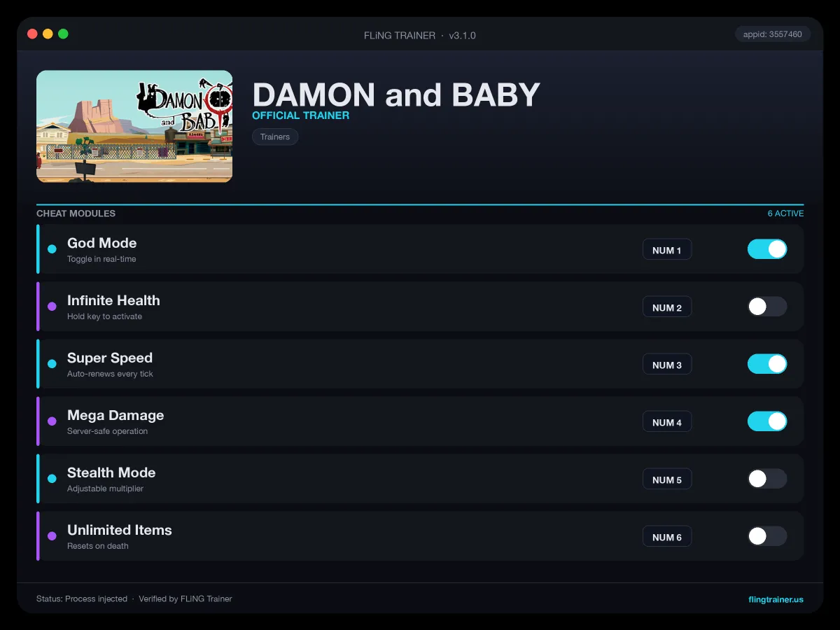 DAMON and BABY Trainer interface