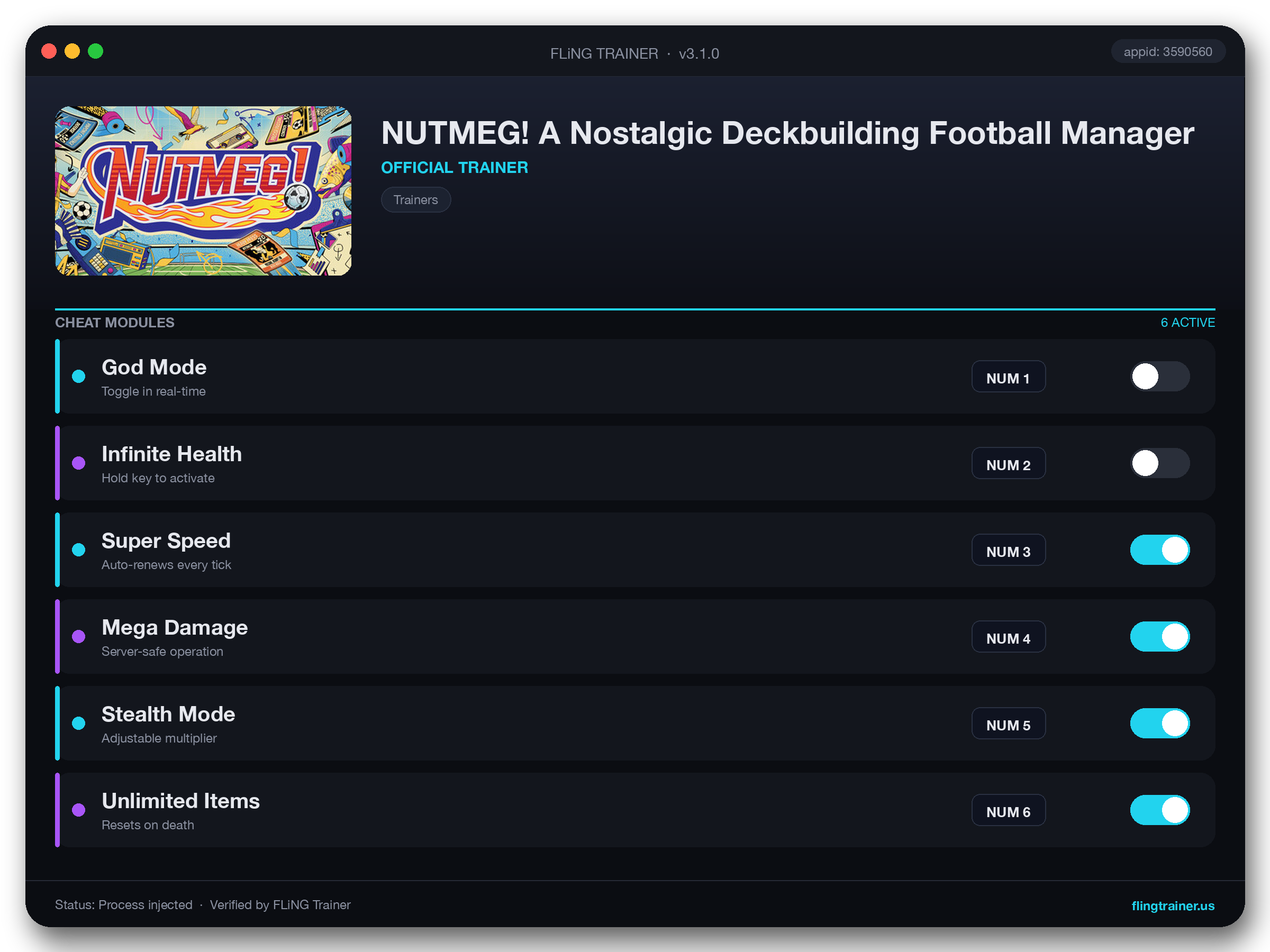 NUTMEG! A Nostalgic Deckbuilding Football Manager Trainer interface