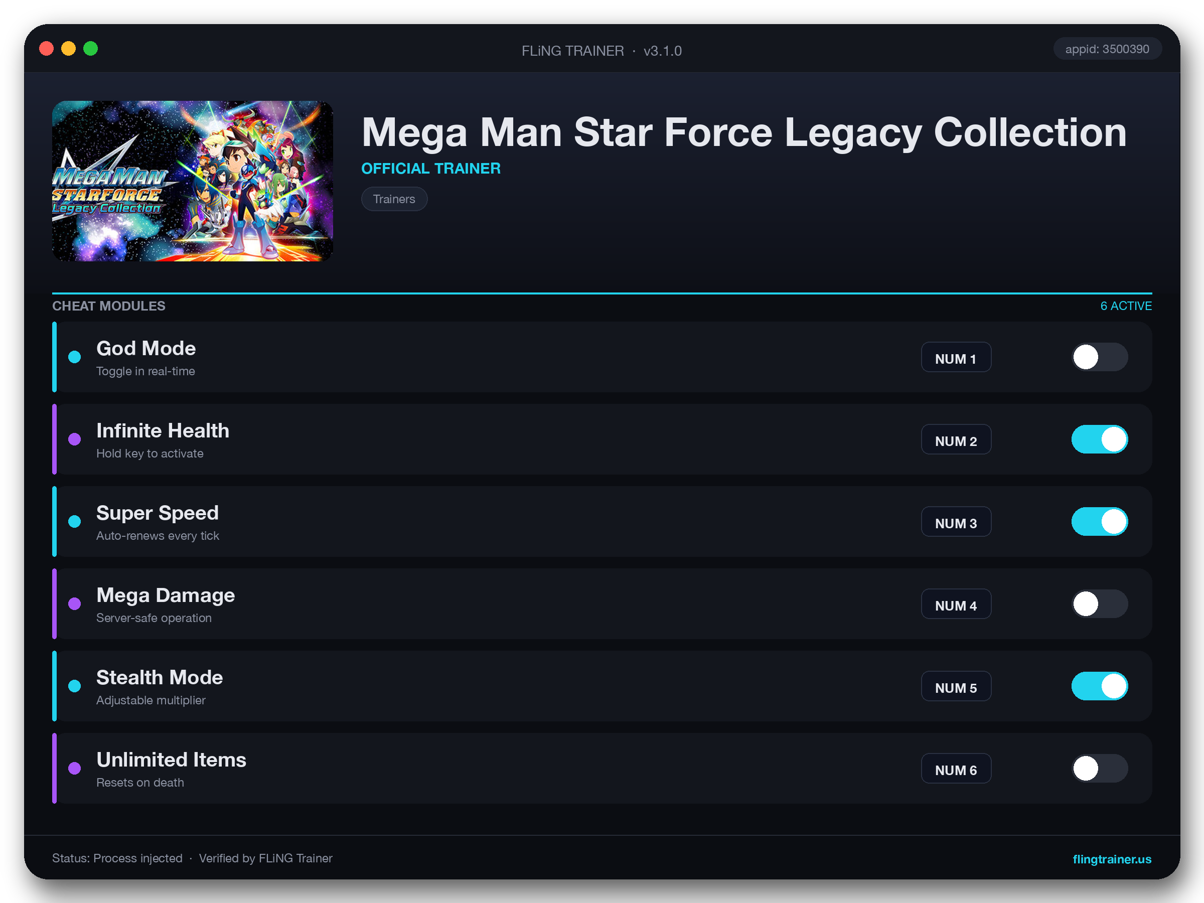 Mega Man Star Force Legacy Collection Trainer interface