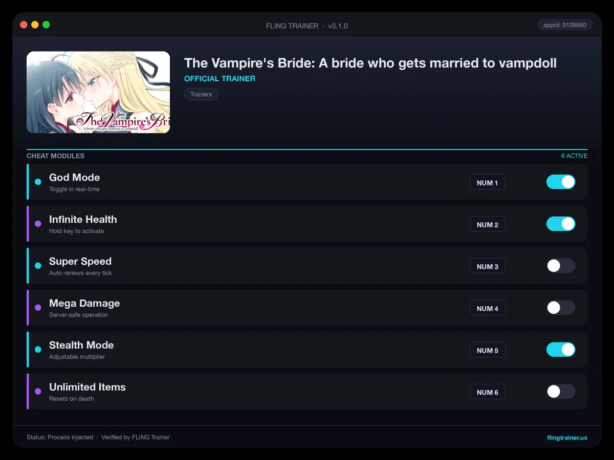 The Vampire's Bride: A bride who gets married to vampdoll Trainer interface