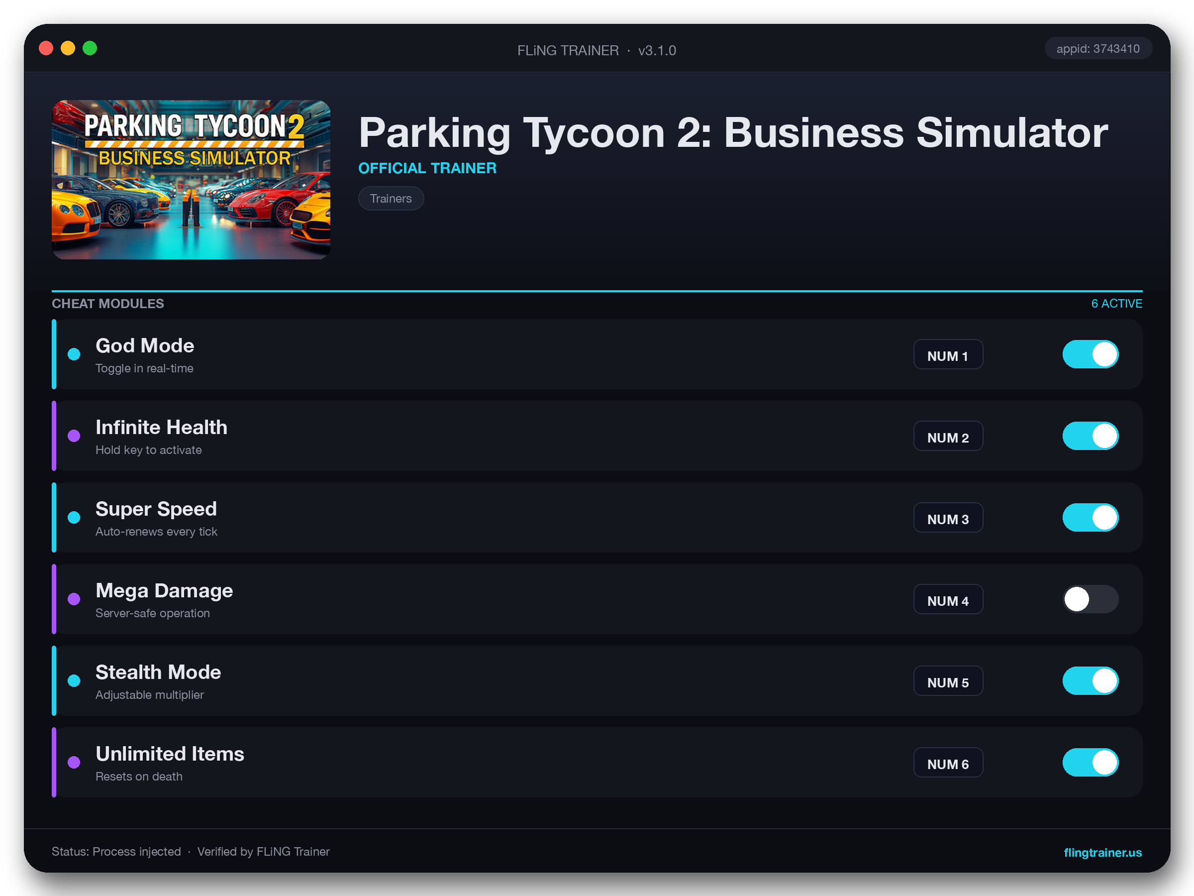 Parking Tycoon 2: Business Simulator Trainer interface
