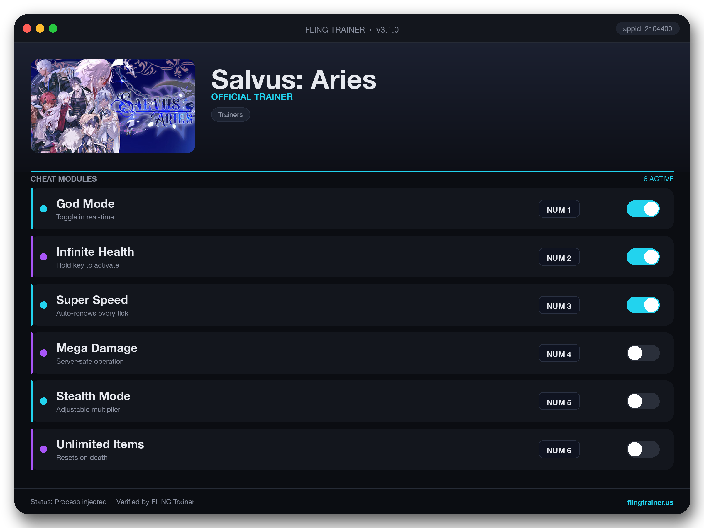 Salvus: Aries Trainer interface
