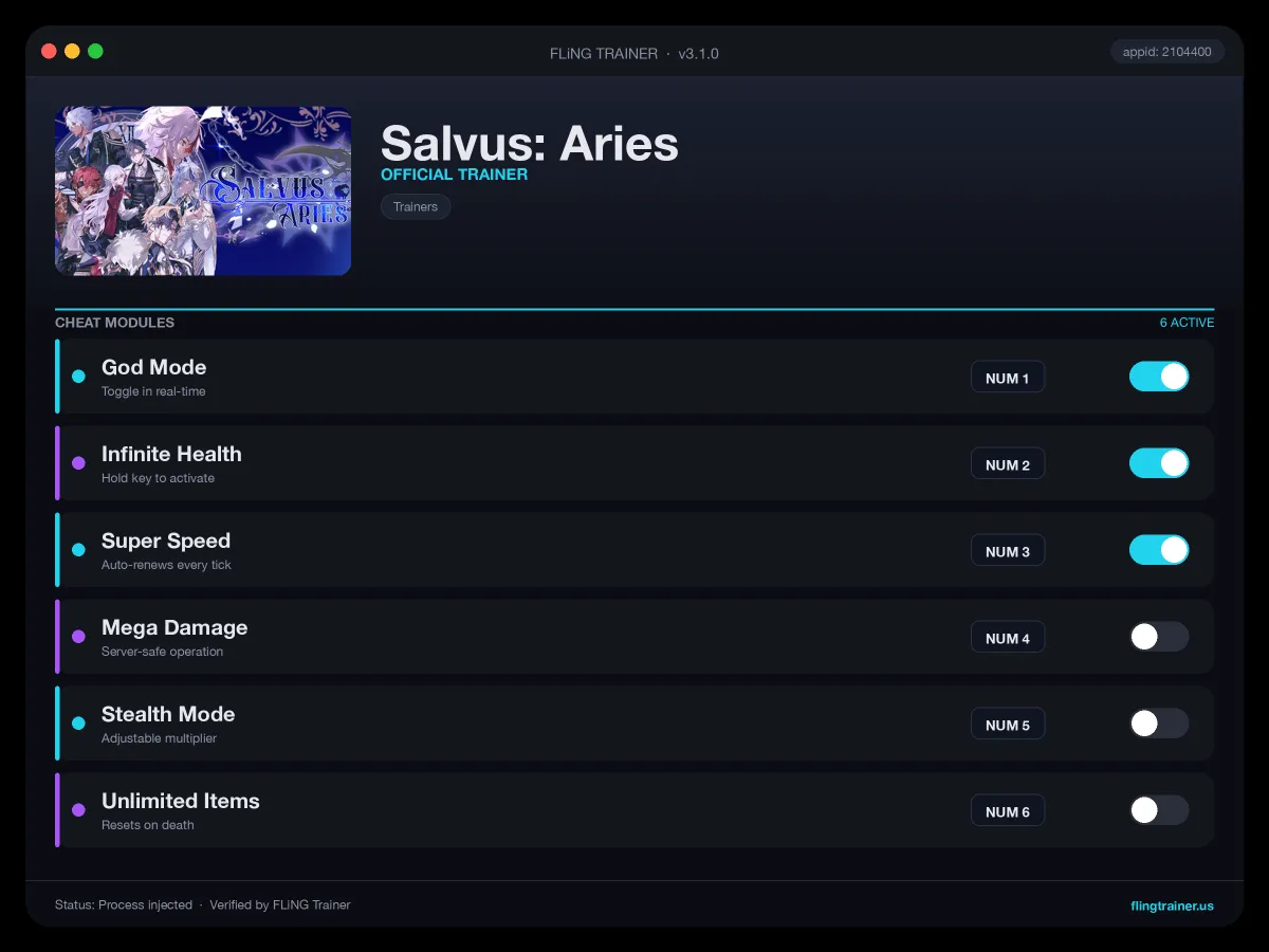 Salvus: Aries Trainer interface