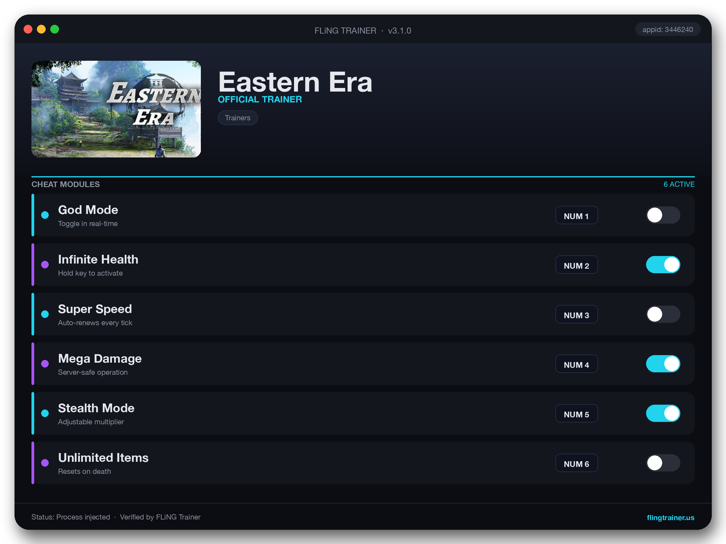 Eastern Era Trainer interface