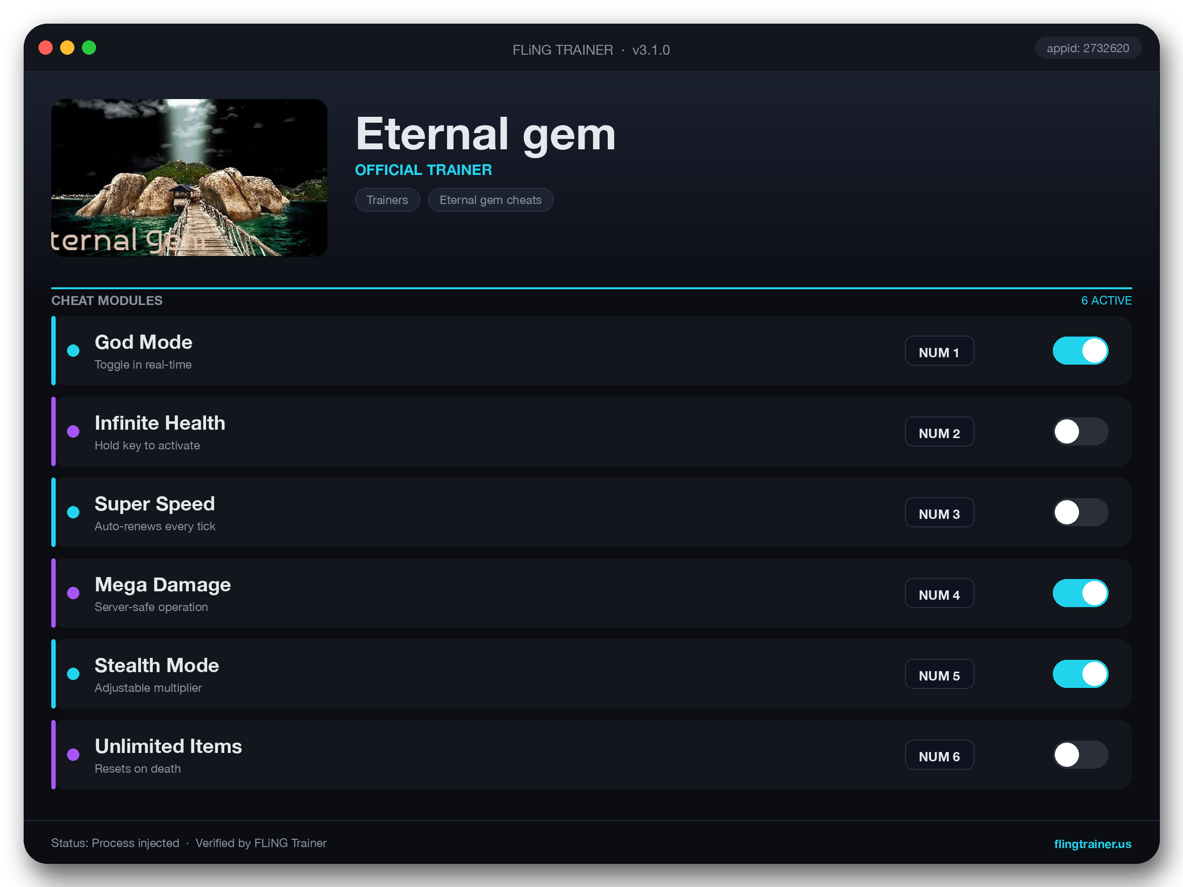 Eternal gem Trainer interface