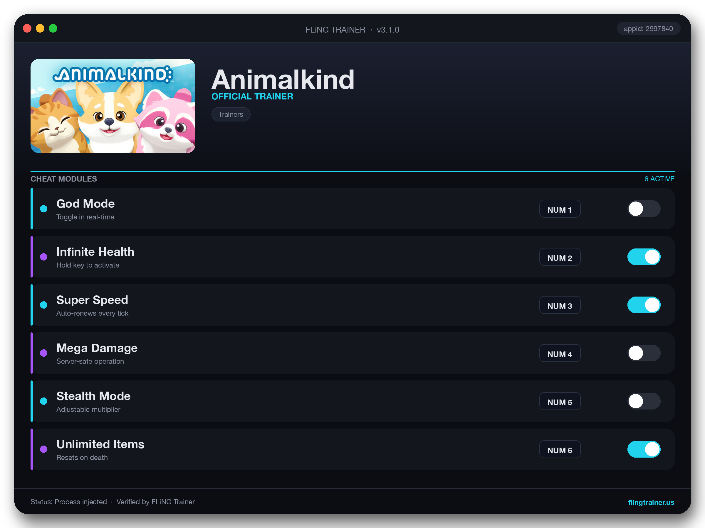 Animalkind Trainer interface
