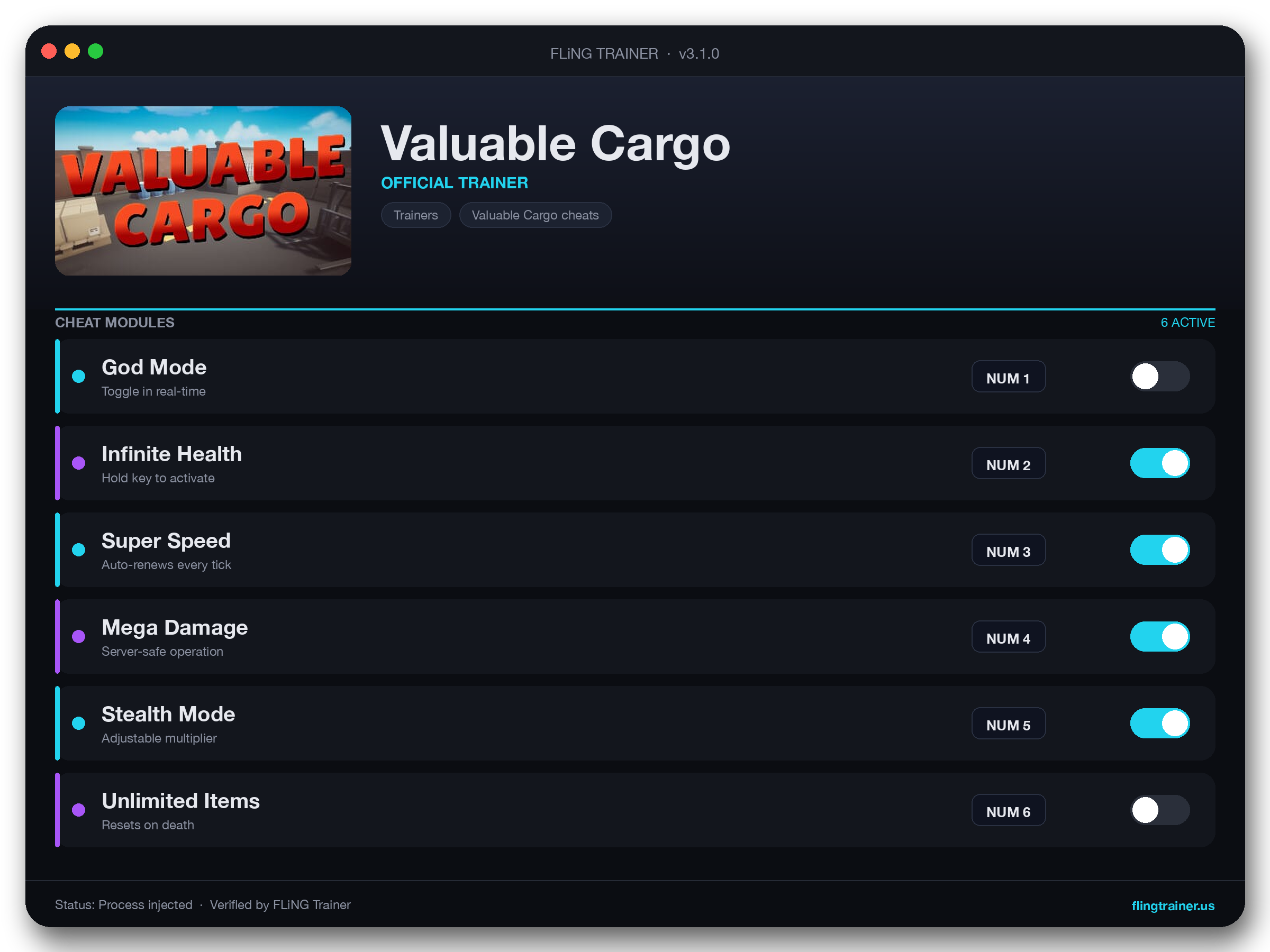 Valuable Cargo Trainer interface