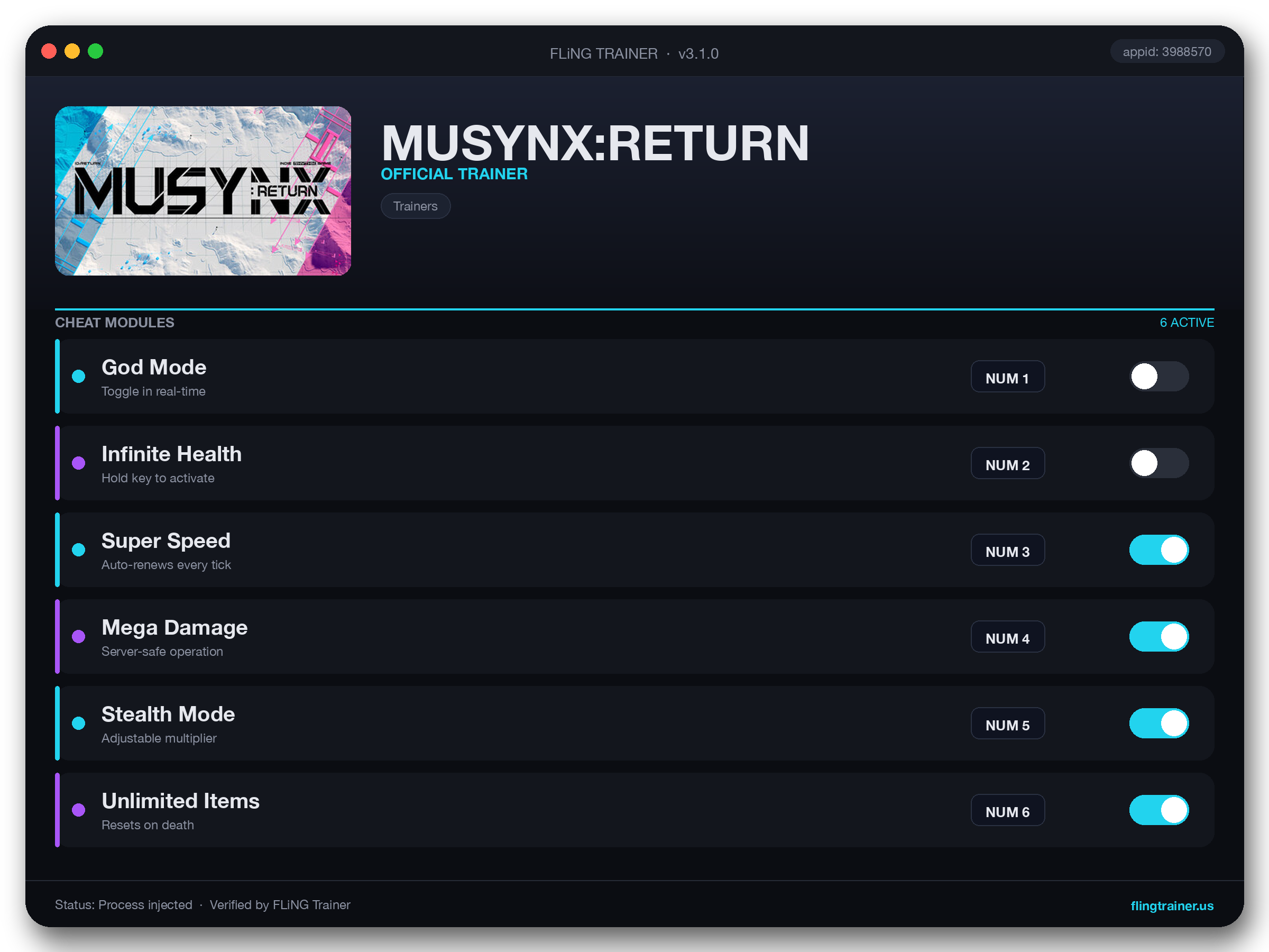 MUSYNX:RETURN Trainer interface