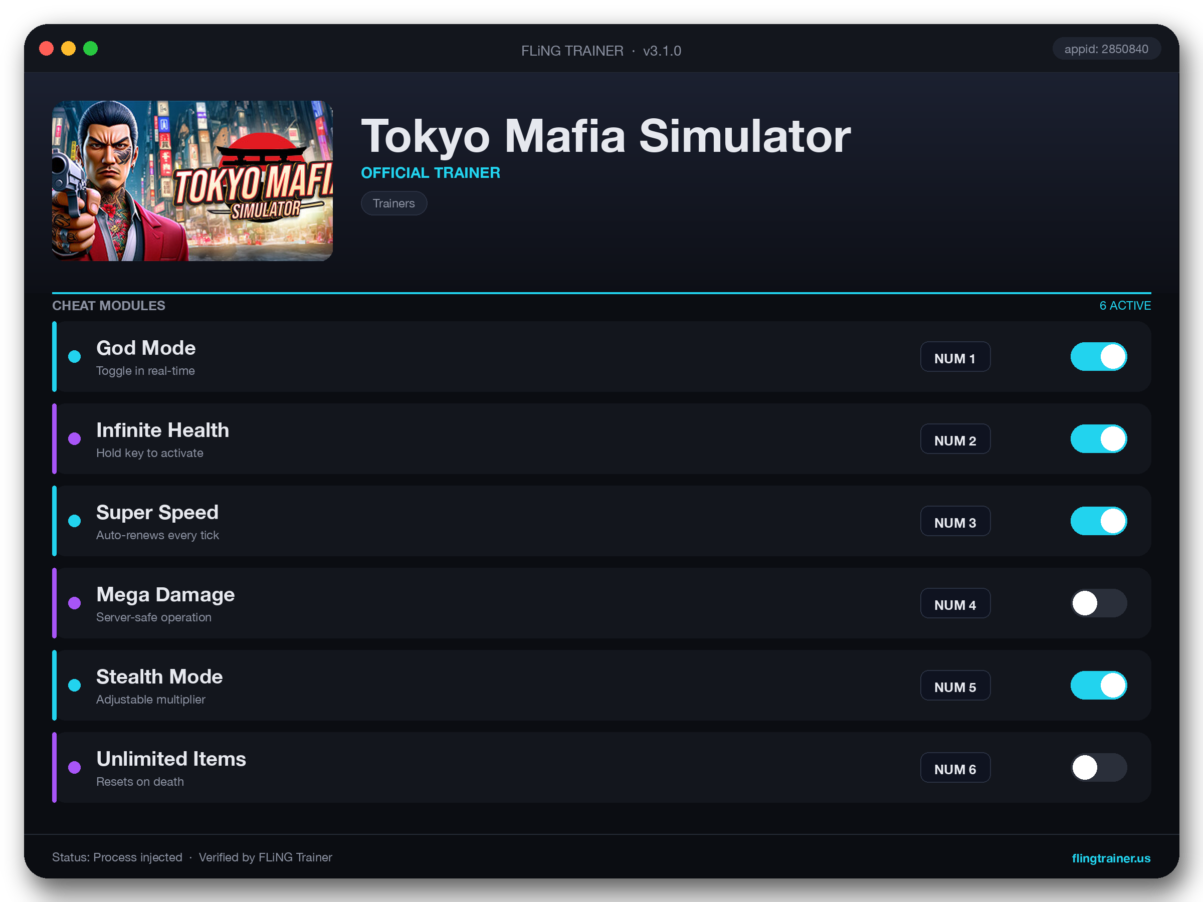 Tokyo Mafia Simulator Trainer interface