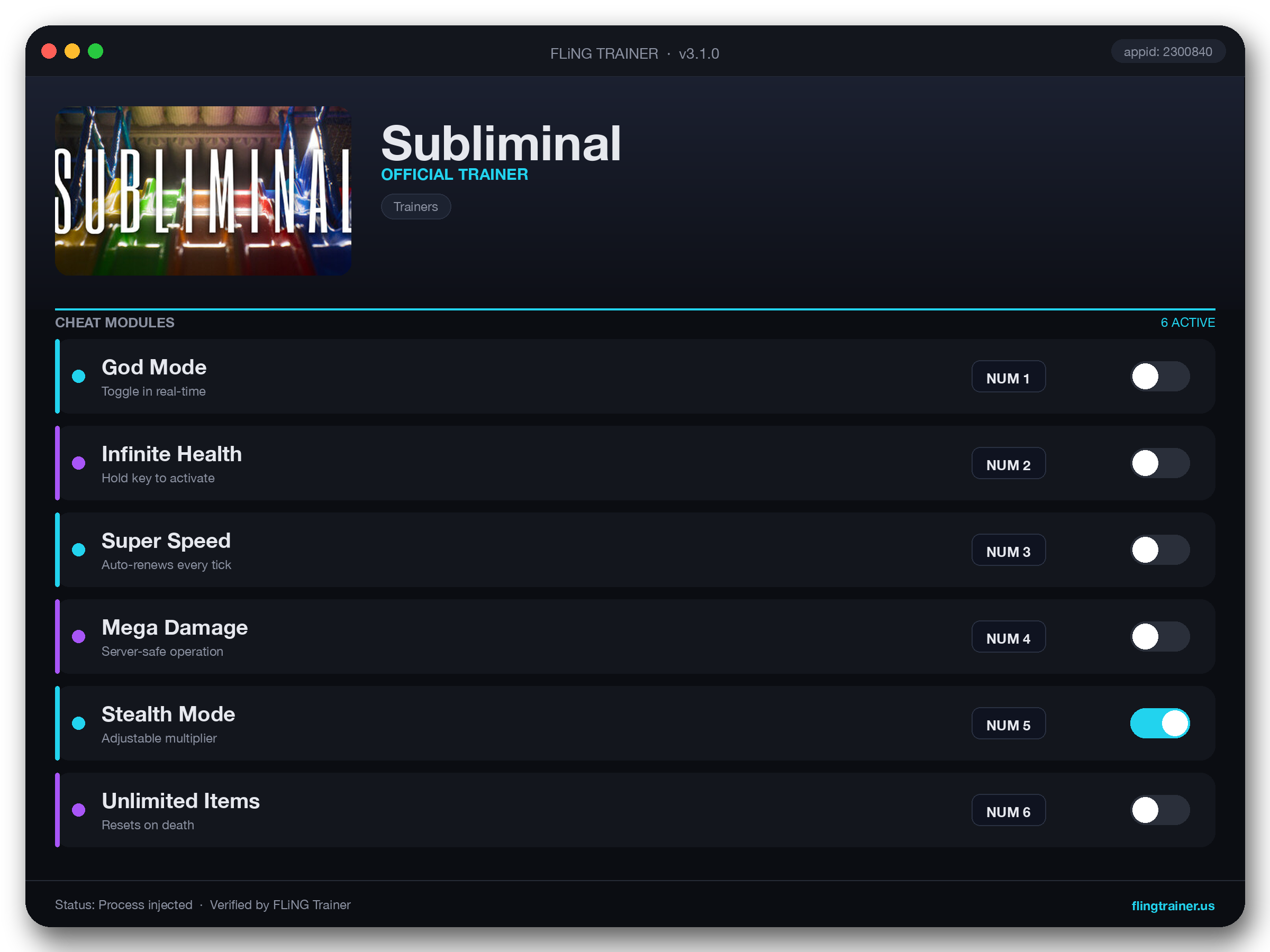 Subliminal Trainer interface