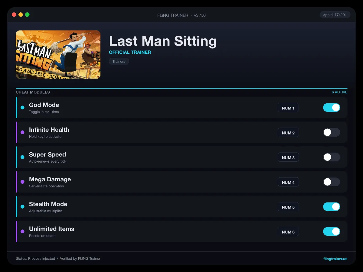 Last Man Sitting Trainer interface